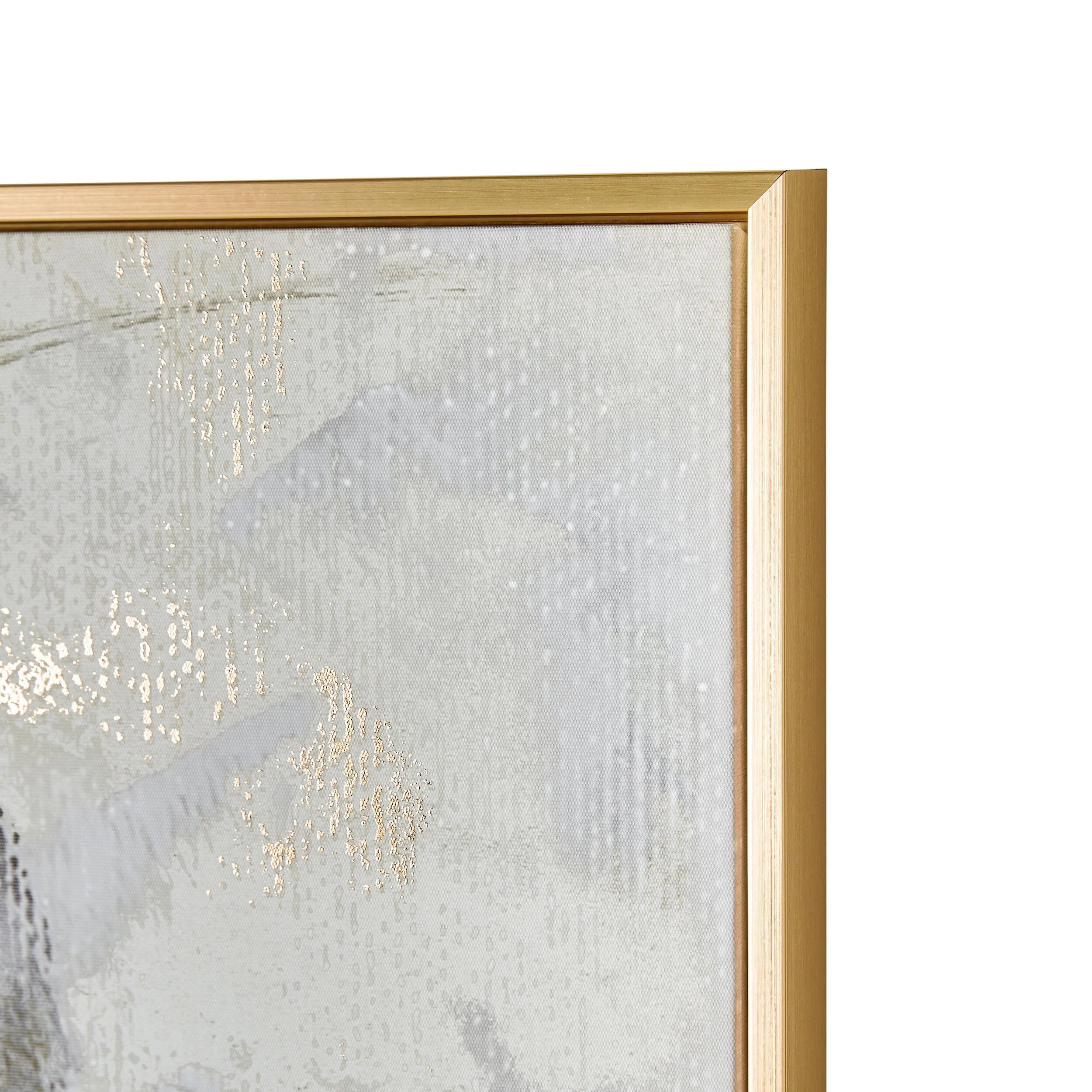 Grey and Gold Floral Canvas Print 102.6x142.6cm - Image 3