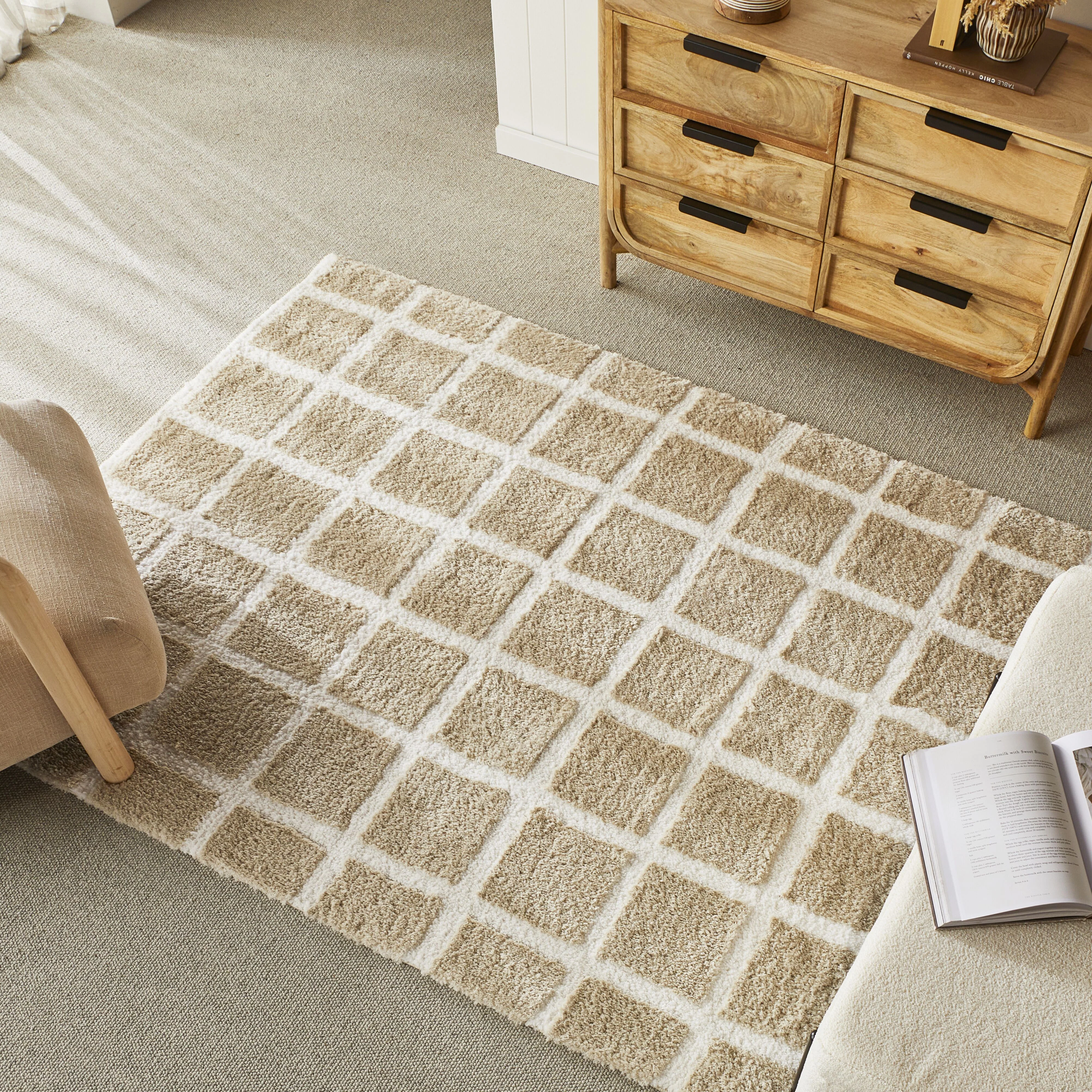 Gridlock Plush Rug Ivory 150x240cm - Image 5