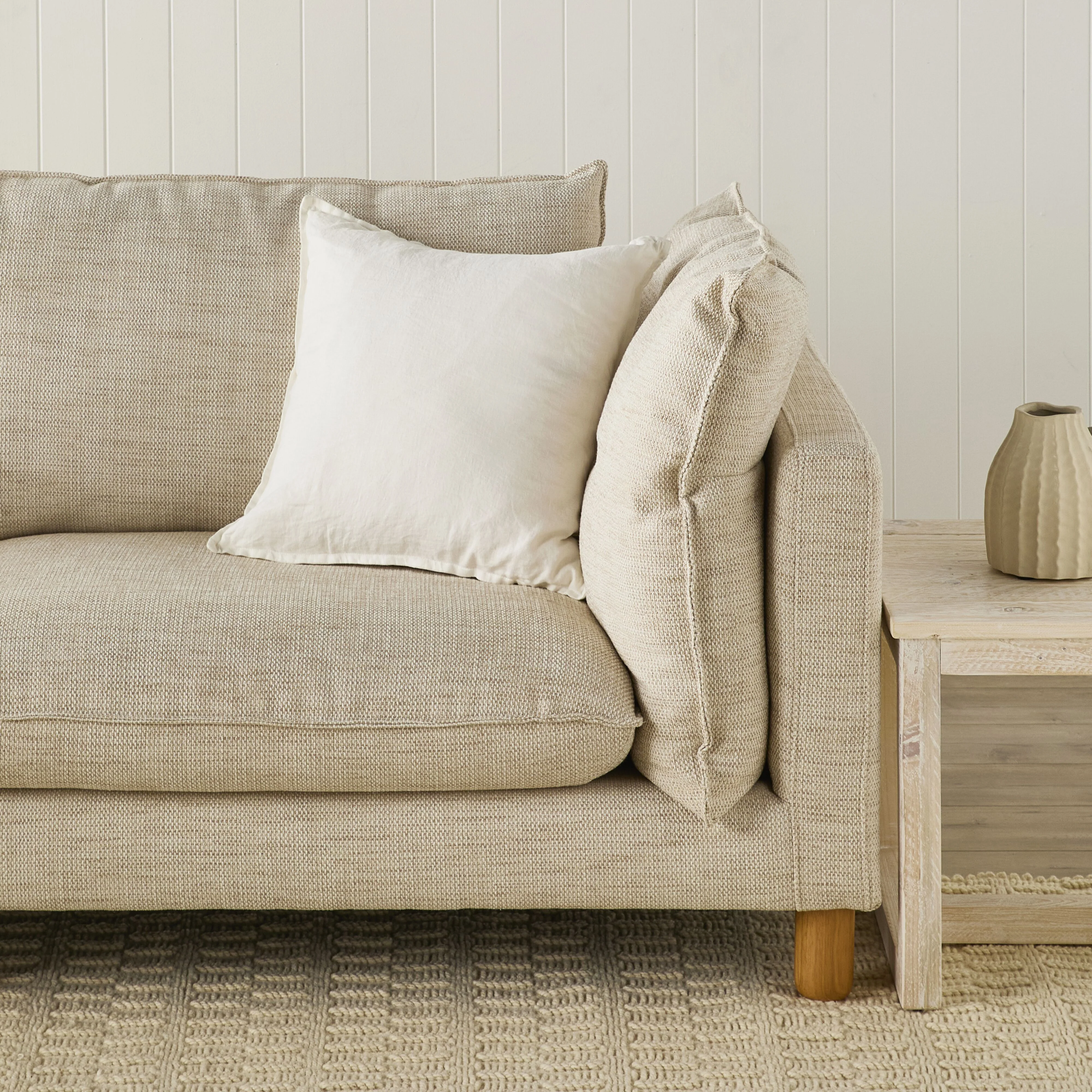 Hamptons French Linen Cushion Antique White 50x50cm - Image 4