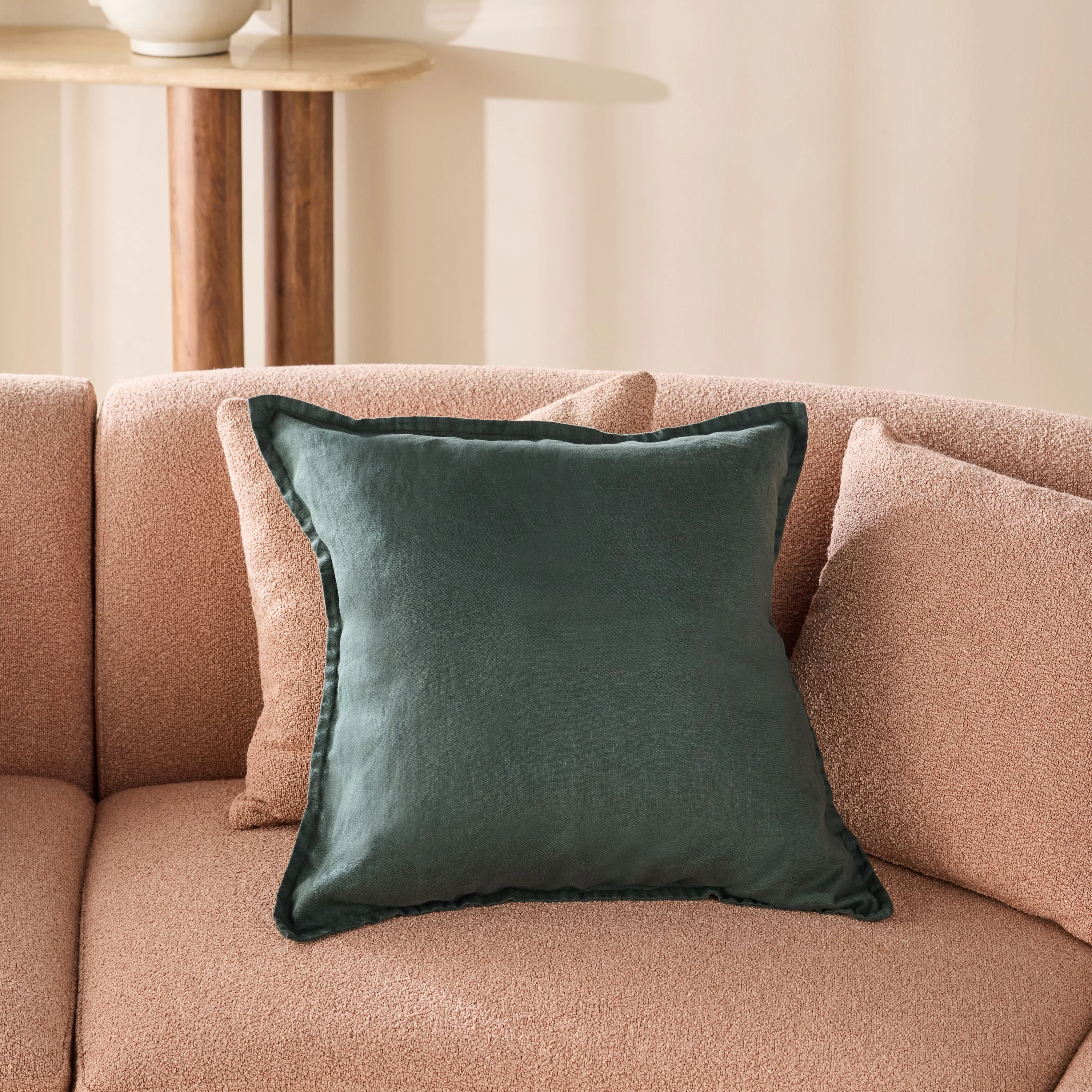 Hamptons French Linen Cushion Bottle Green 50x50cm - Image 4