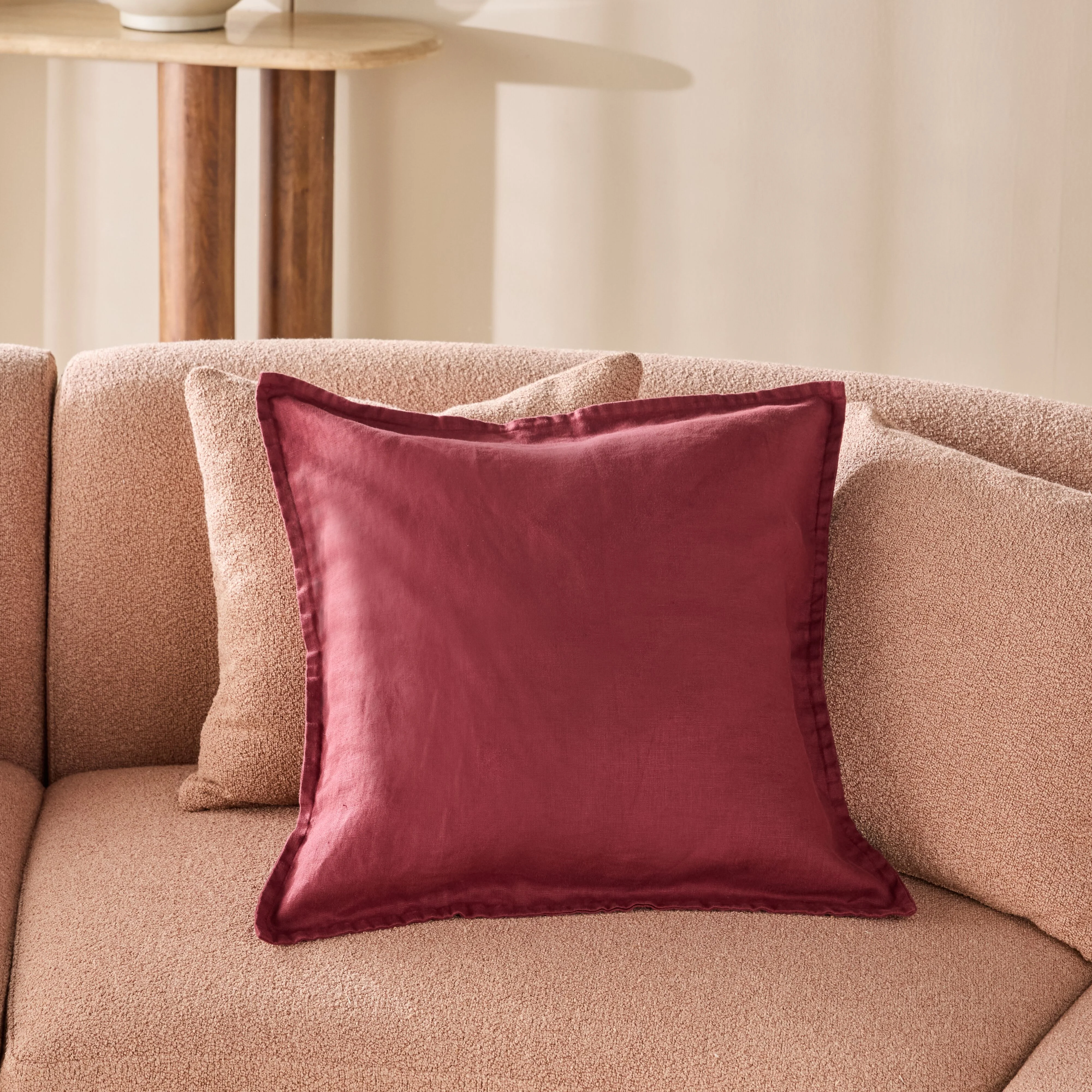 Hamptons French Linen Cushion Claret 50x50cm - Image 4