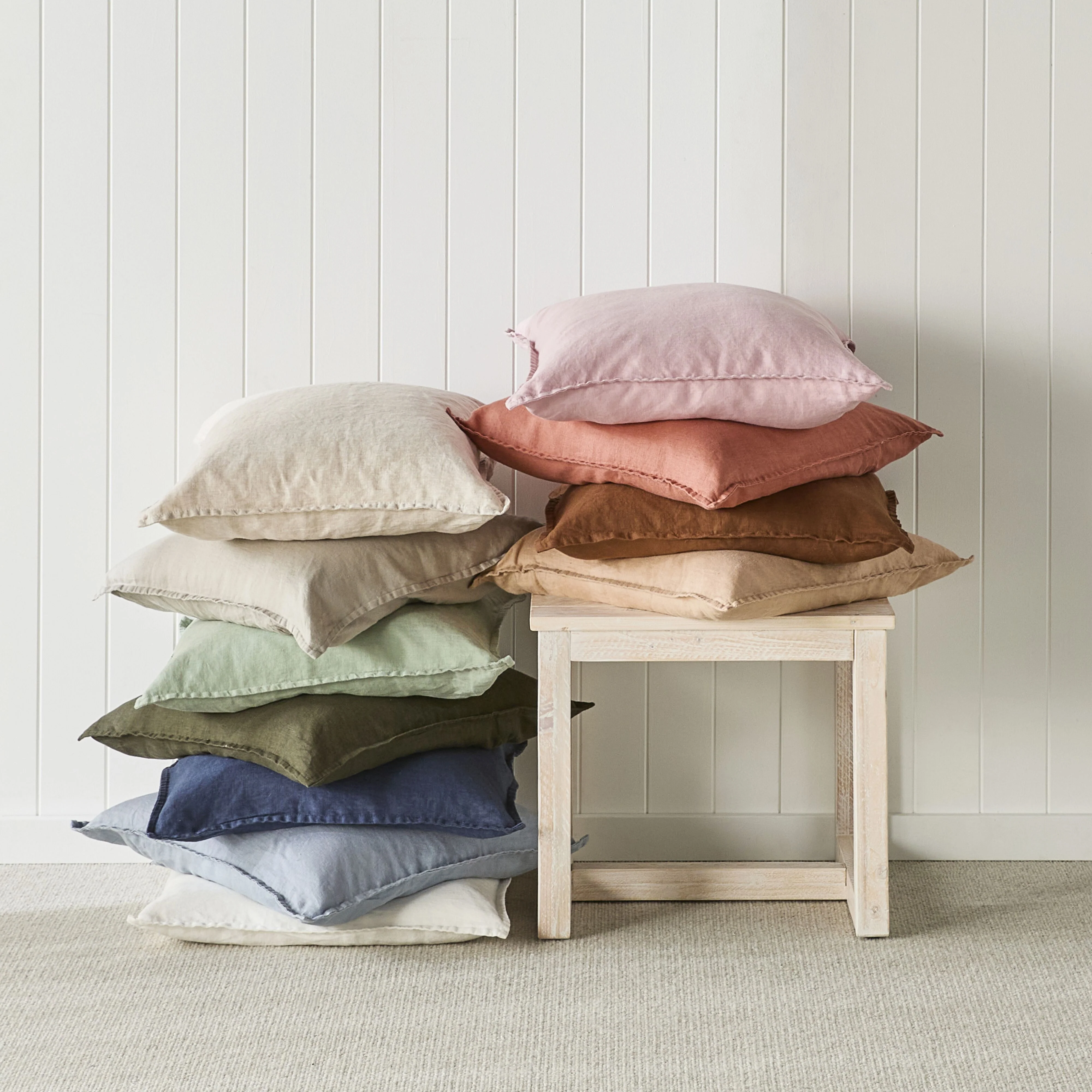 Hamptons French Linen Cushion Dark Olive Green 50x50cm - Image 6