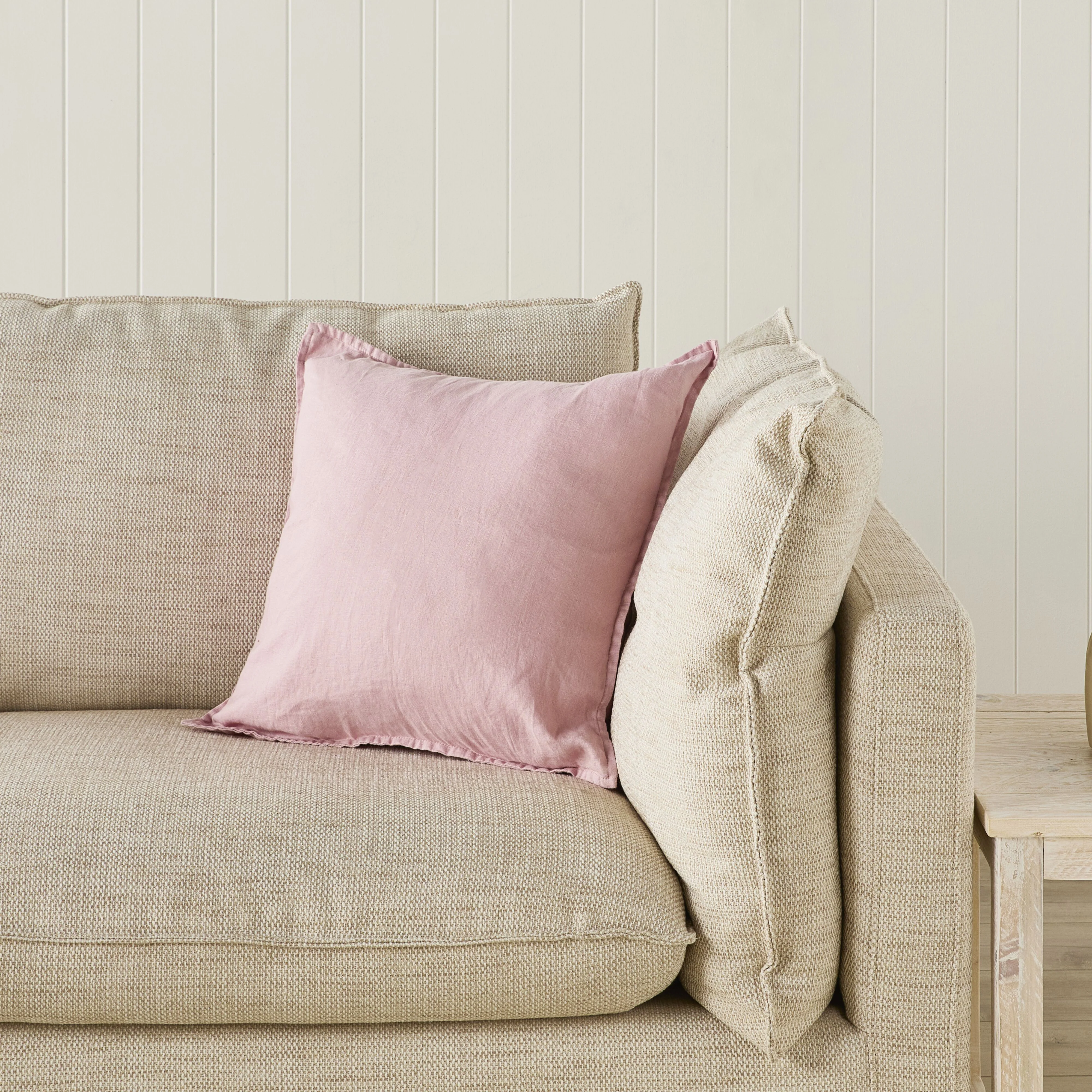 Hamptons French Linen Cushion Dusty Mauve 50x50cm - Image 4