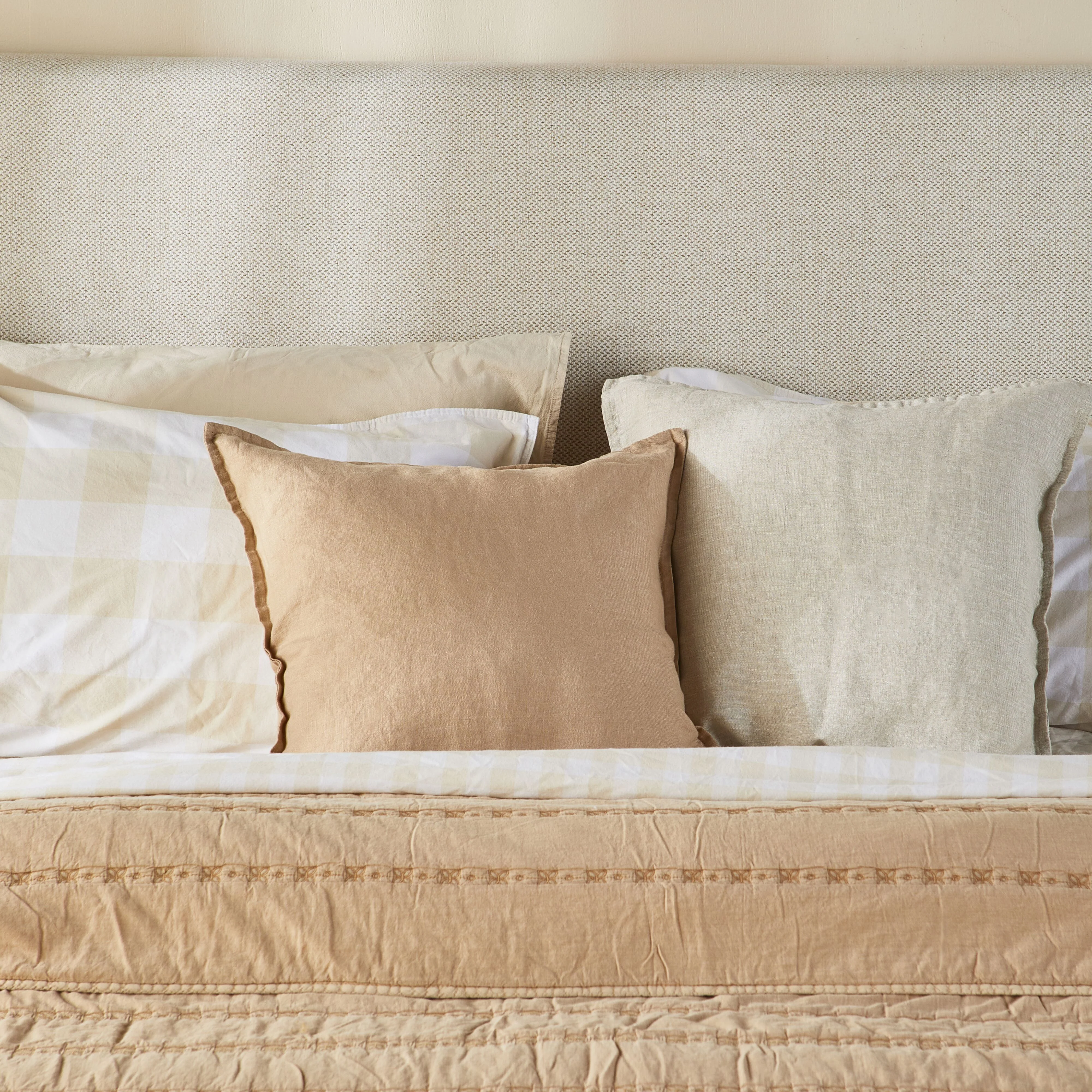 Hamptons French Linen Cushion Latte 50x50cm - Image 4