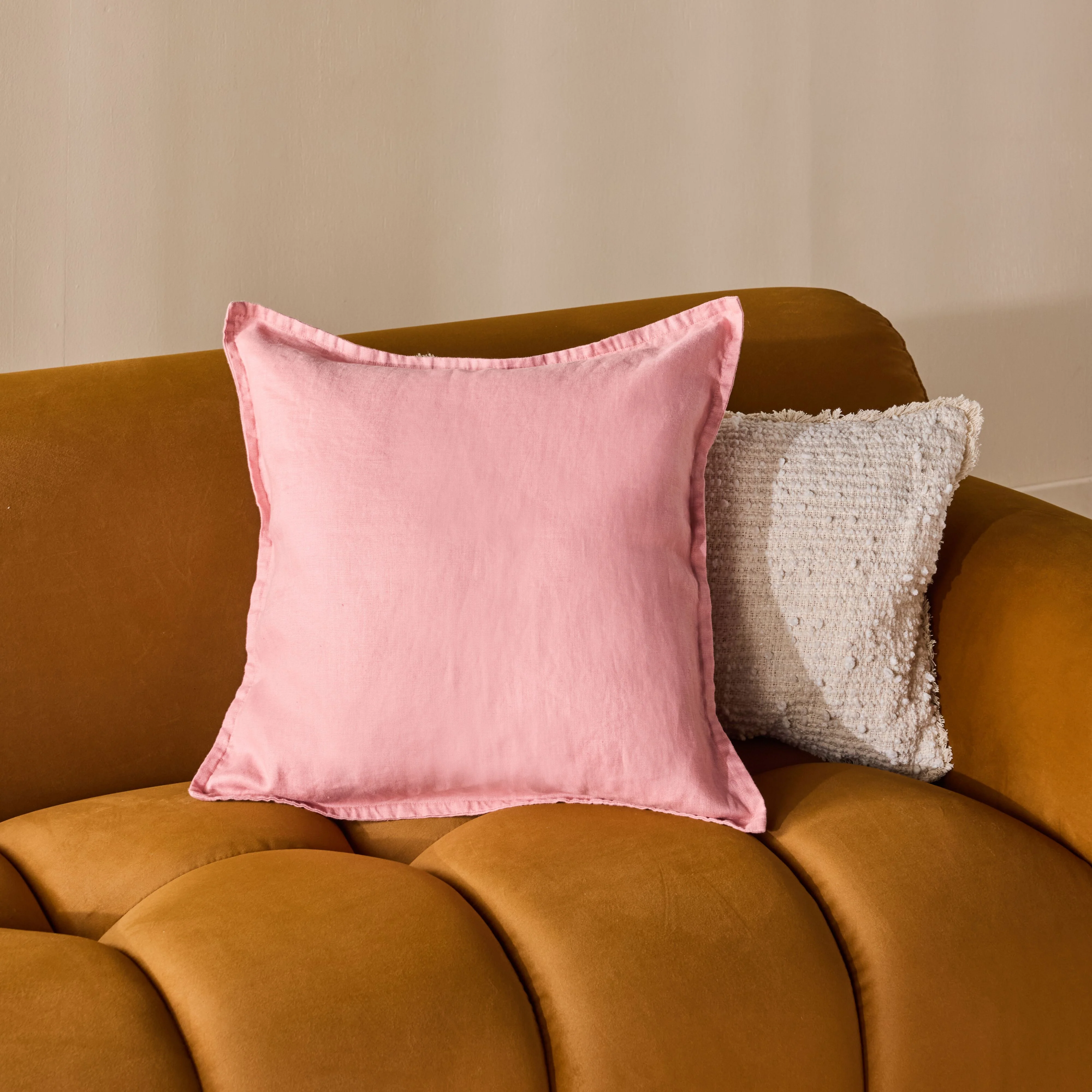 Hamptons French Linen Cushion Rose 50x50cm - Image 4