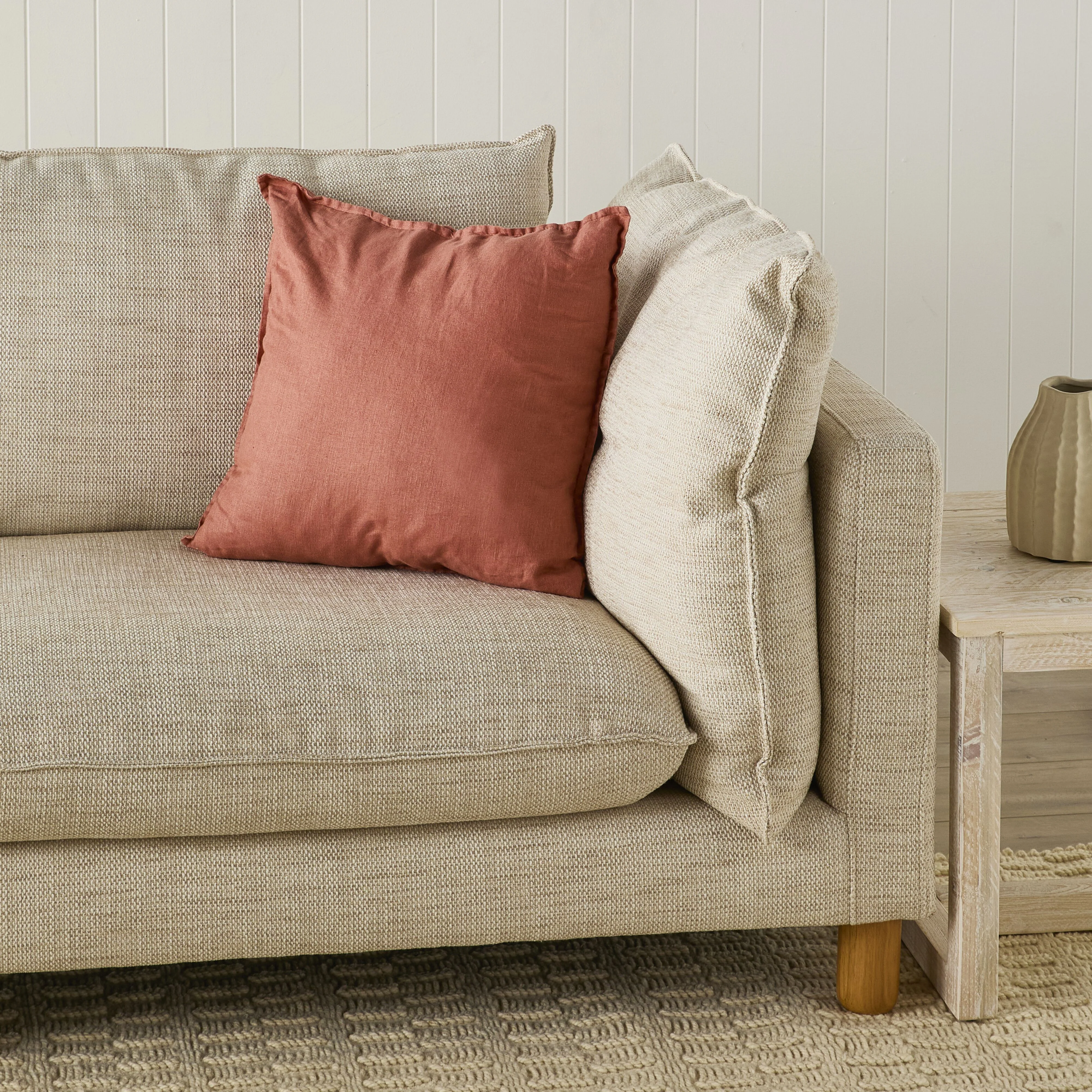 Hamptons French Linen Cushion Terracotta 50x50cm - Image 4