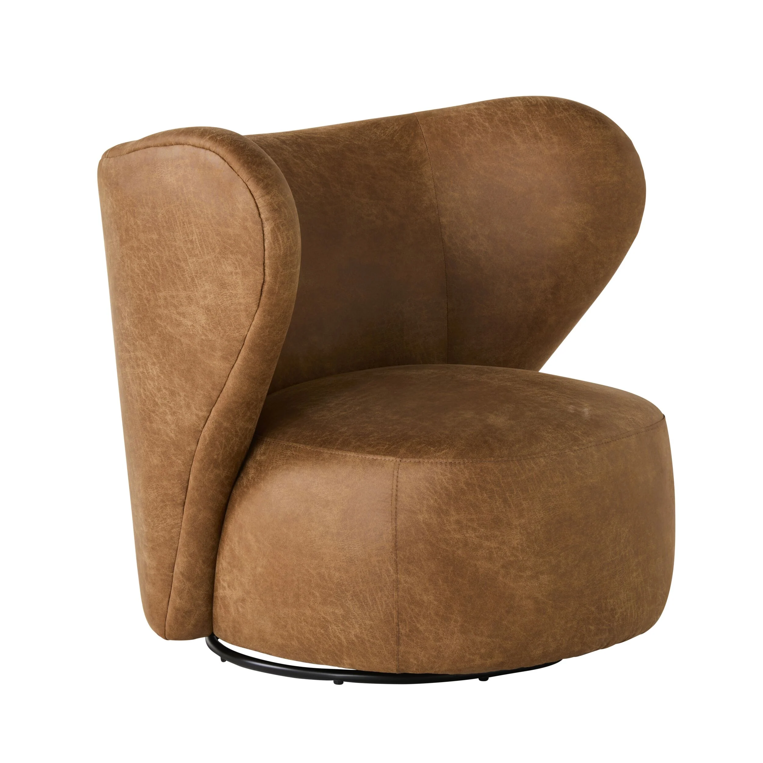 Hana Swivel Faux Leather Armchair Pellini Tan - Image 2