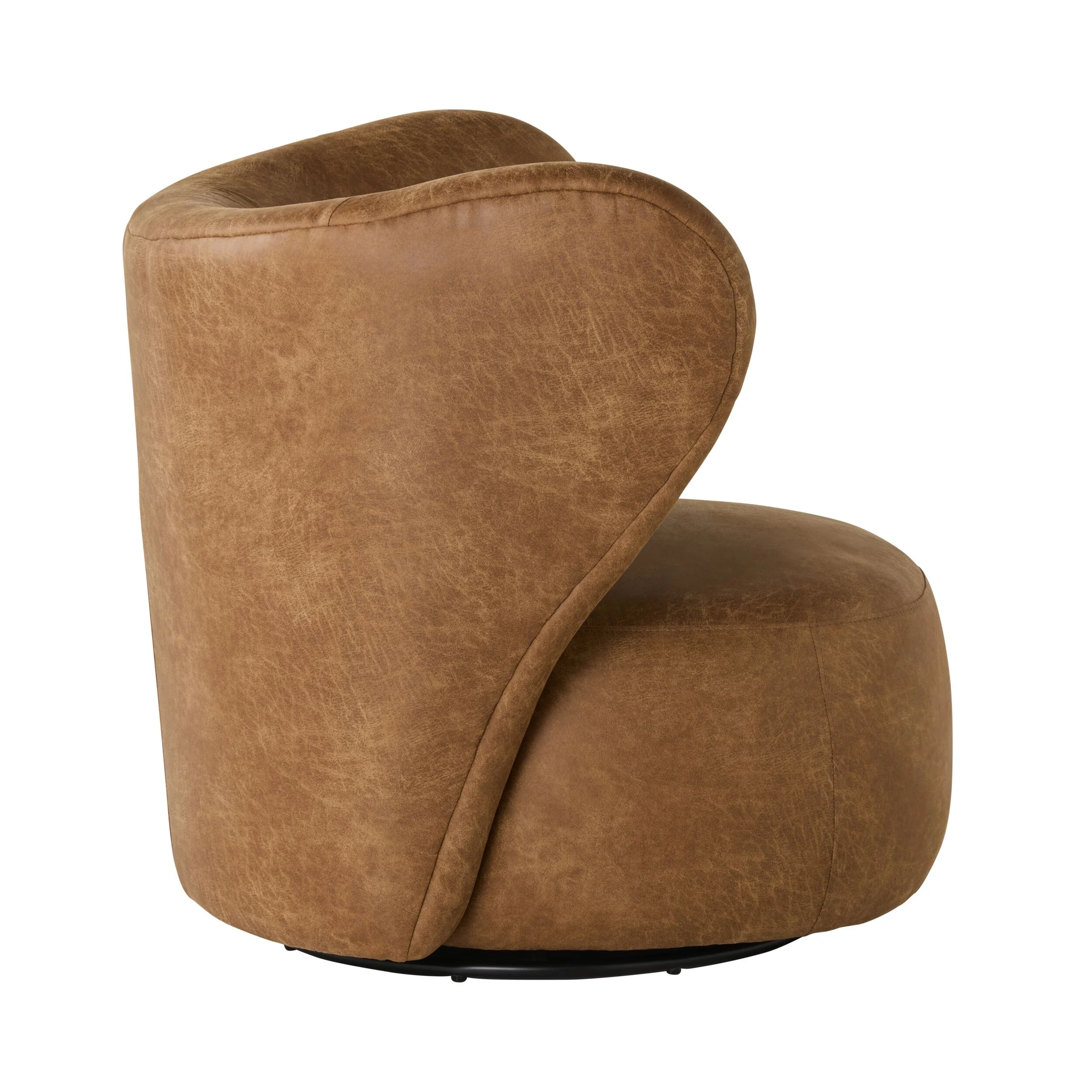 Hana Swivel Faux Leather Armchair Pellini Tan - Image 3