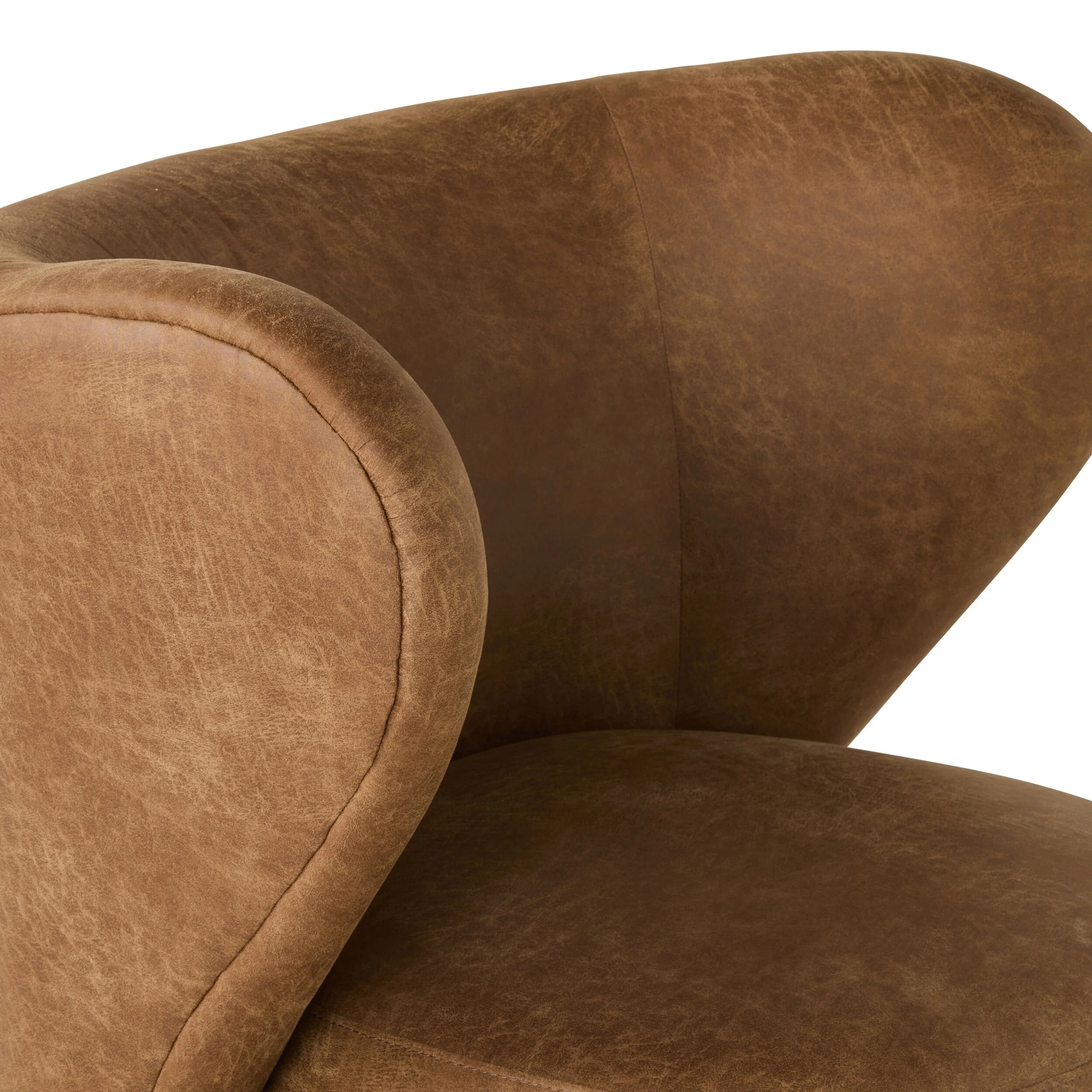 Hana Swivel Faux Leather Armchair Pellini Tan - Image 5
