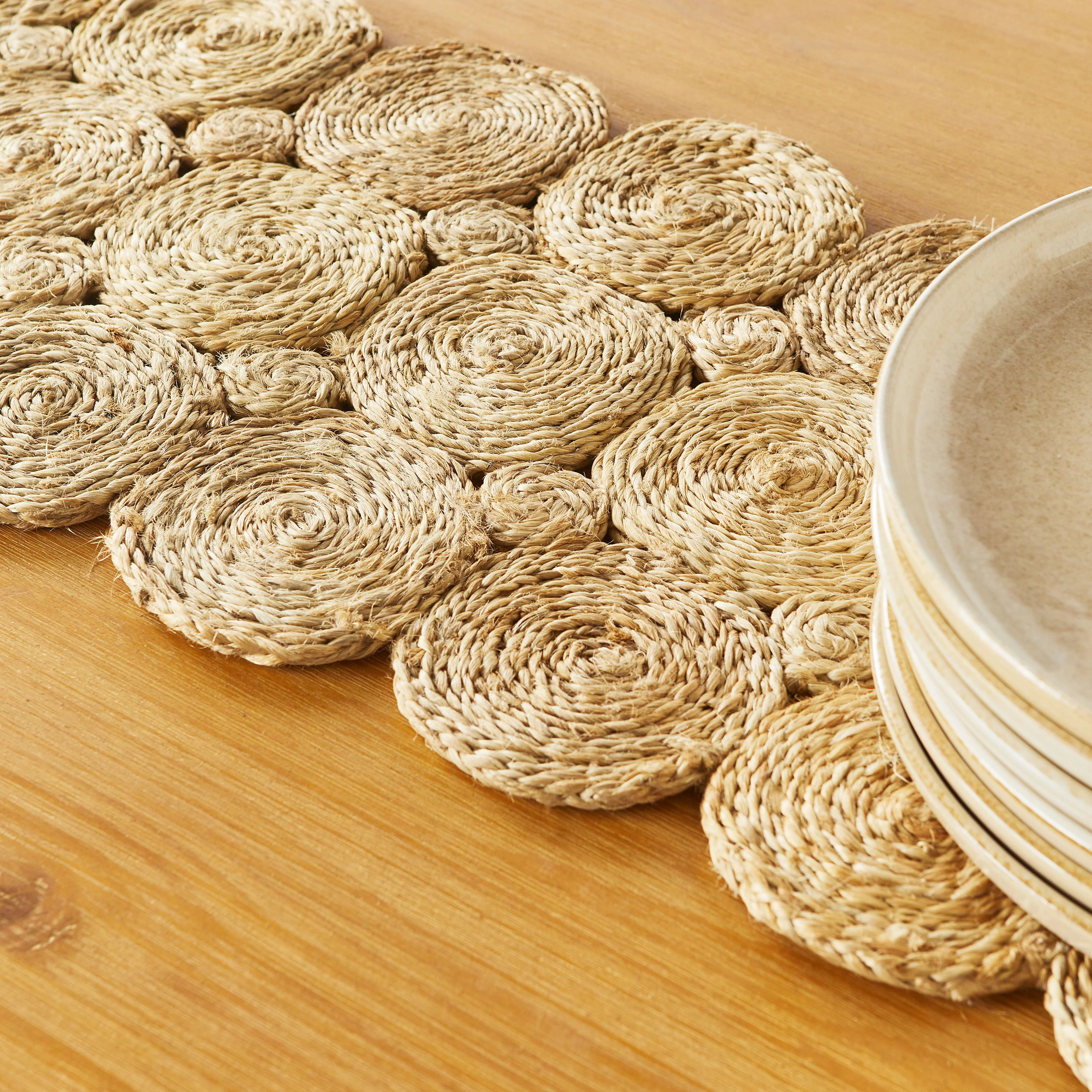 Hand-spun Jute Braided Natural Table Runner 90x30cm - Image 4