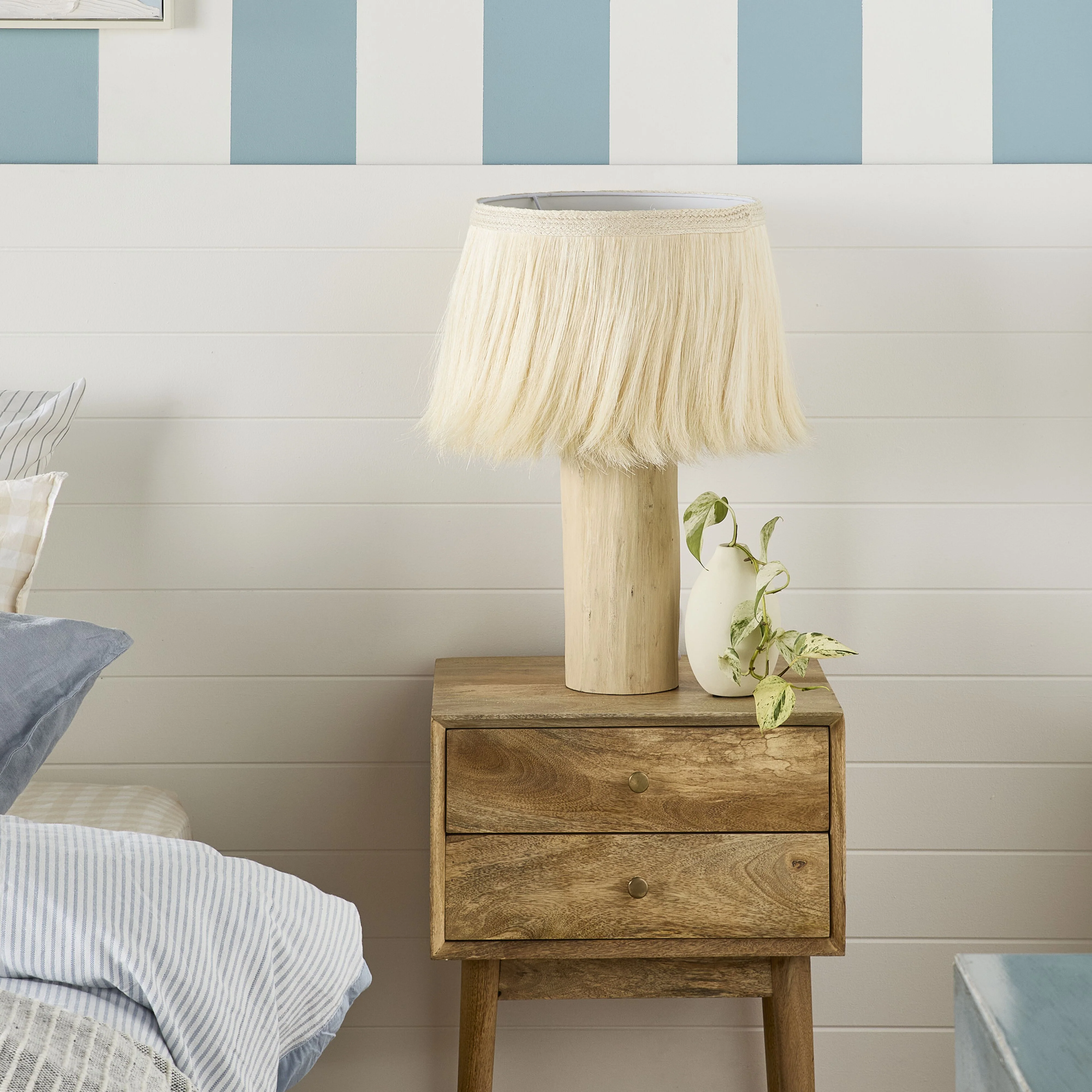 Hannah Wooden Fringed Table Lamp 56cm - Image 5