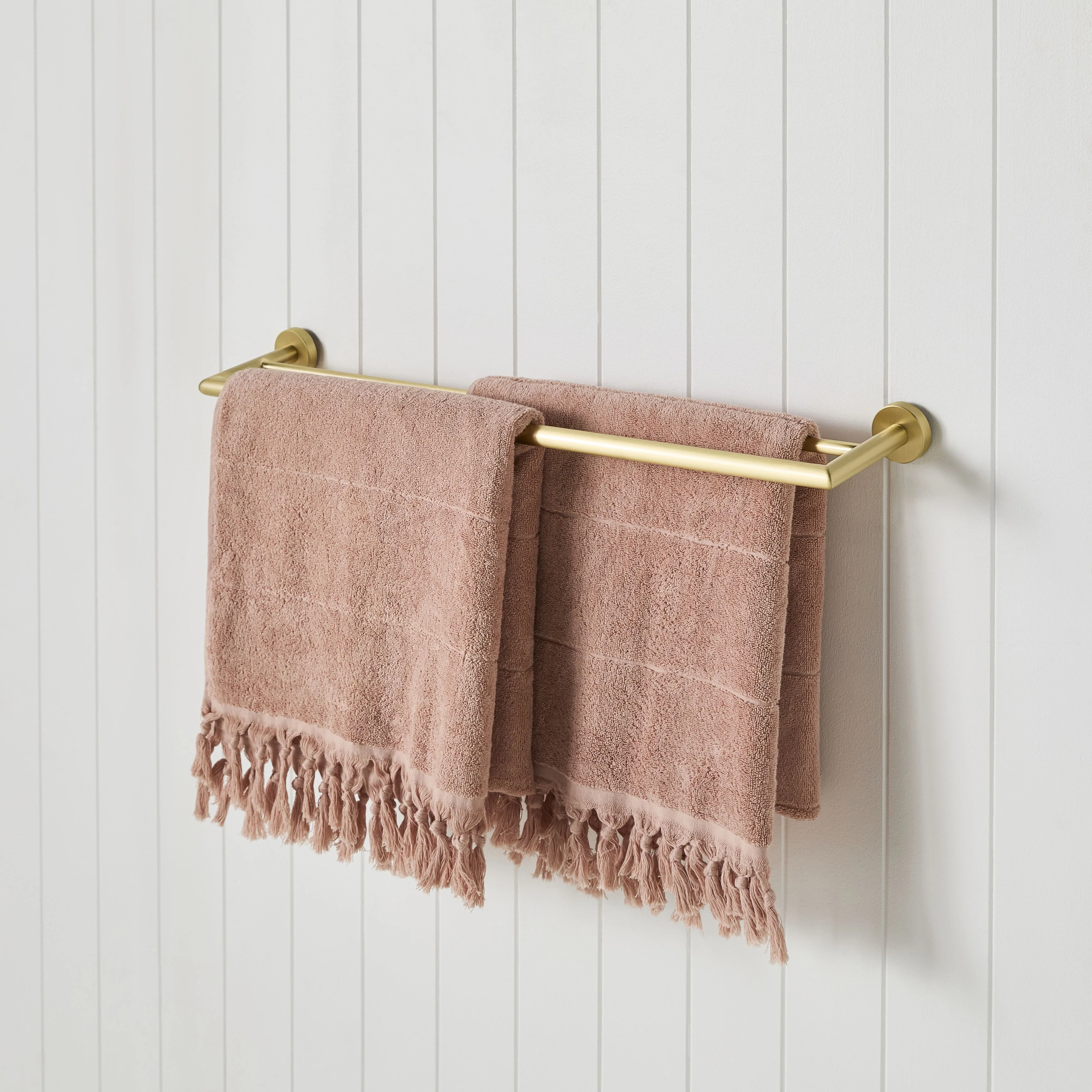 Harper Double Towel Rail 75cm Brushed Brass - Image 4