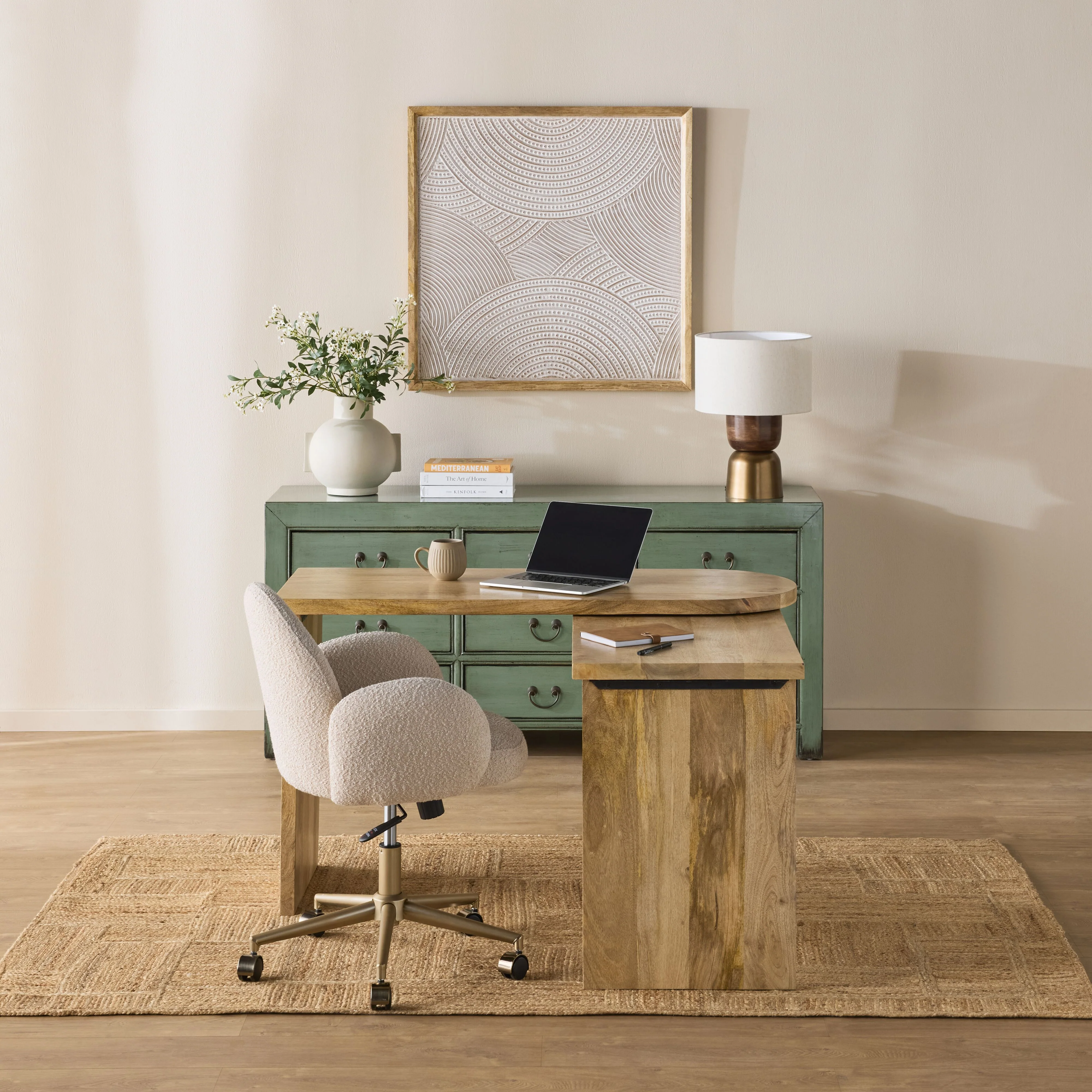 Harrie L Shape Rotating Desk Natural - Image 10