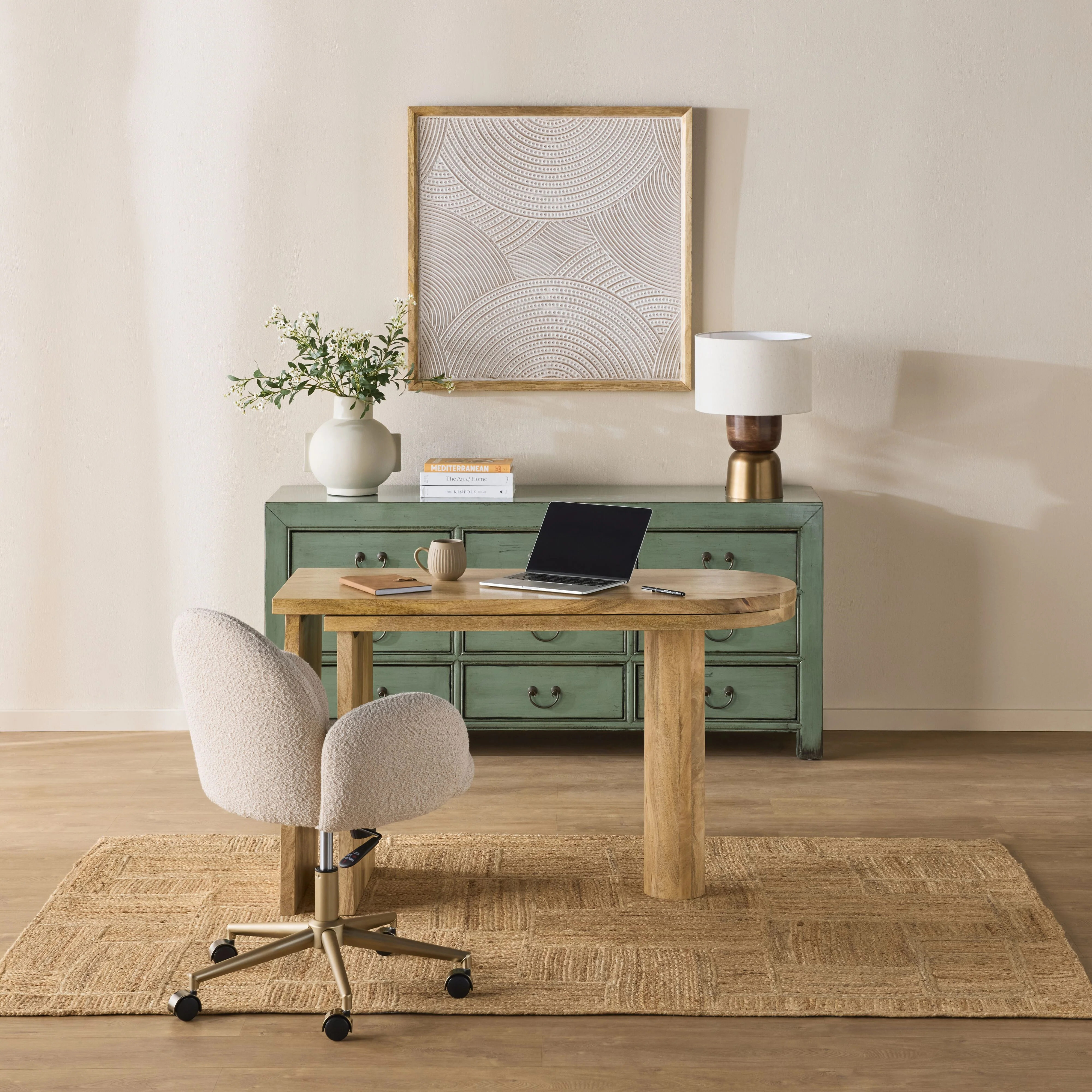 Harrie L Shape Rotating Desk Natural - Image 9