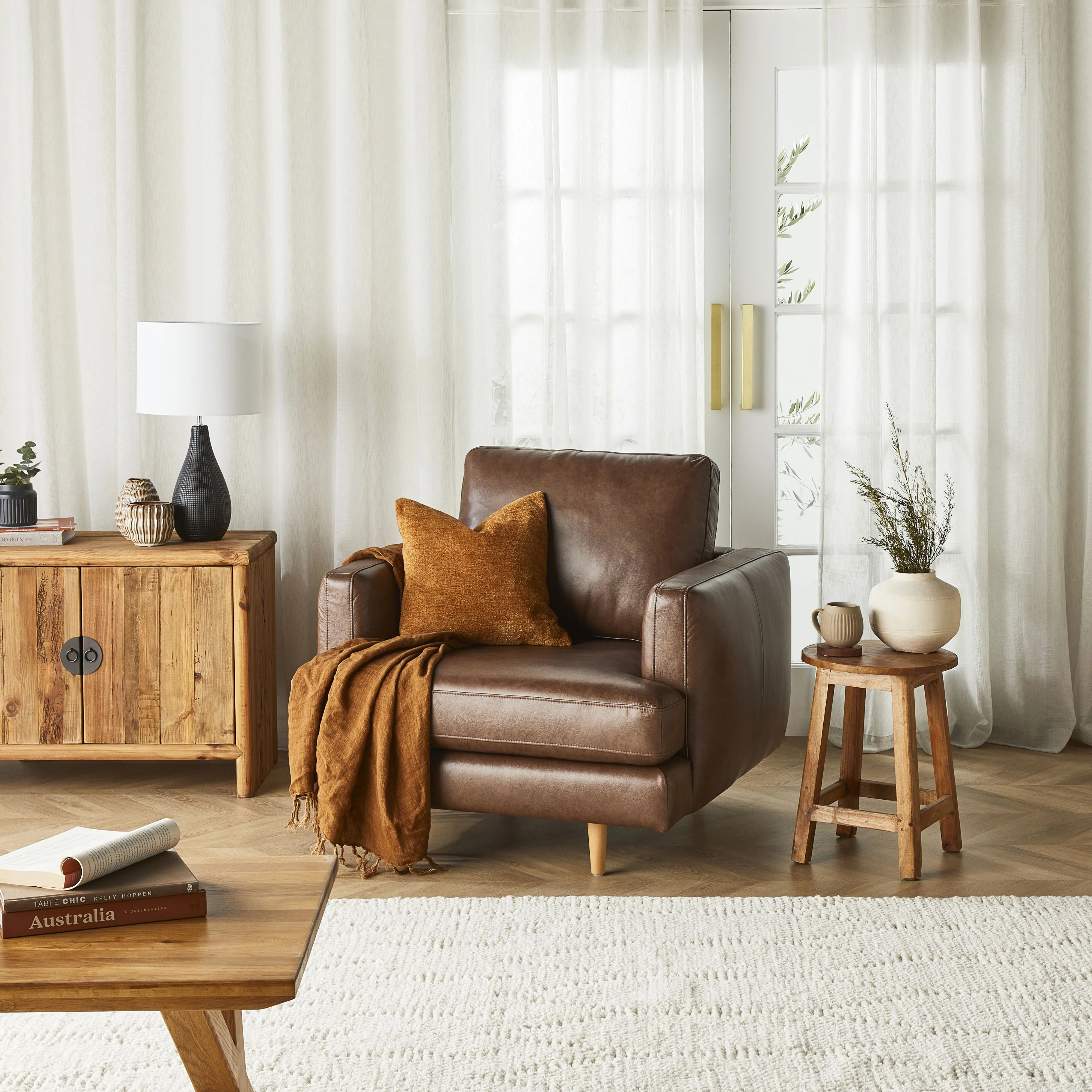 Harrison Leather Armchair Dakota Mocha - Image 7