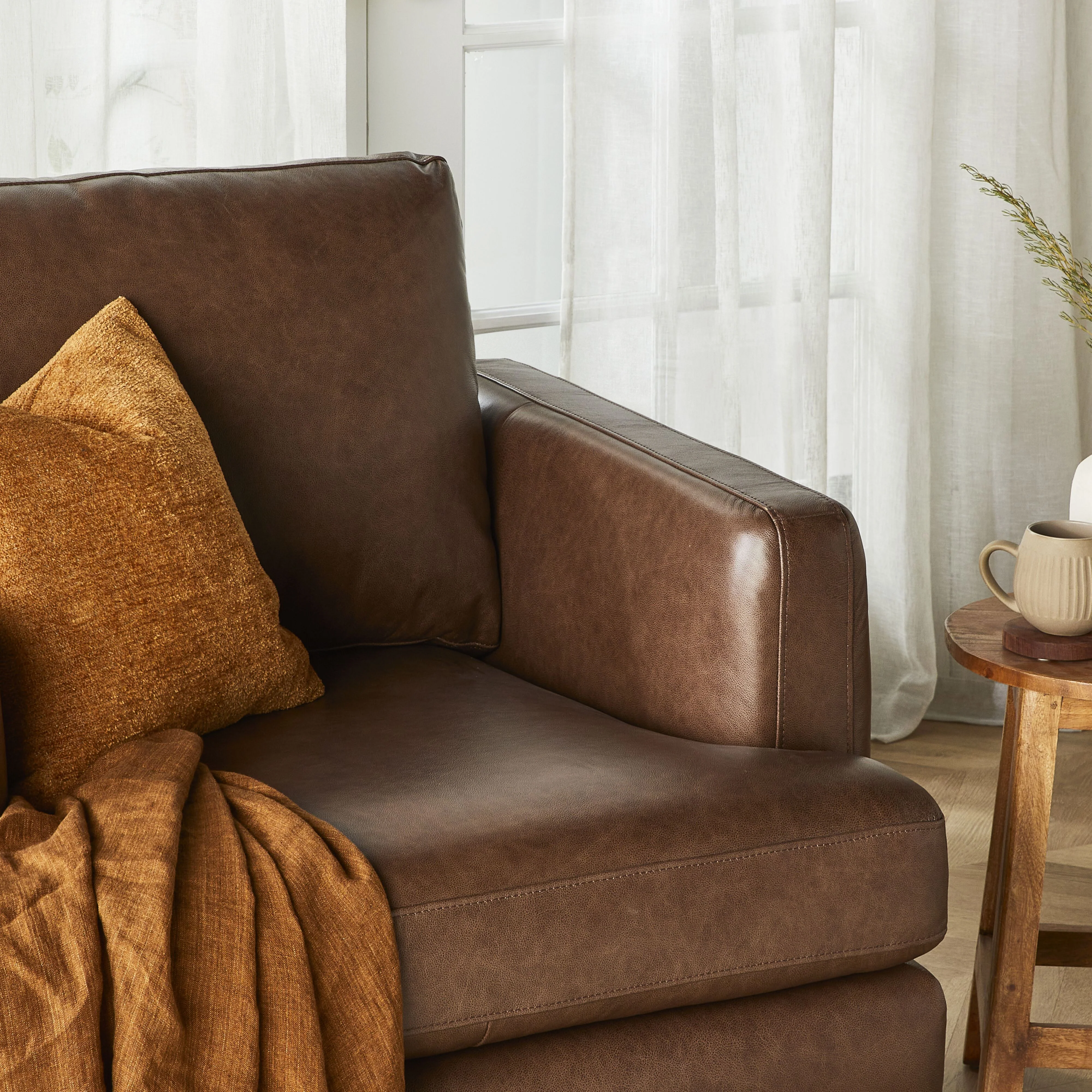 Harrison Leather Armchair Dakota Mocha - Image 9