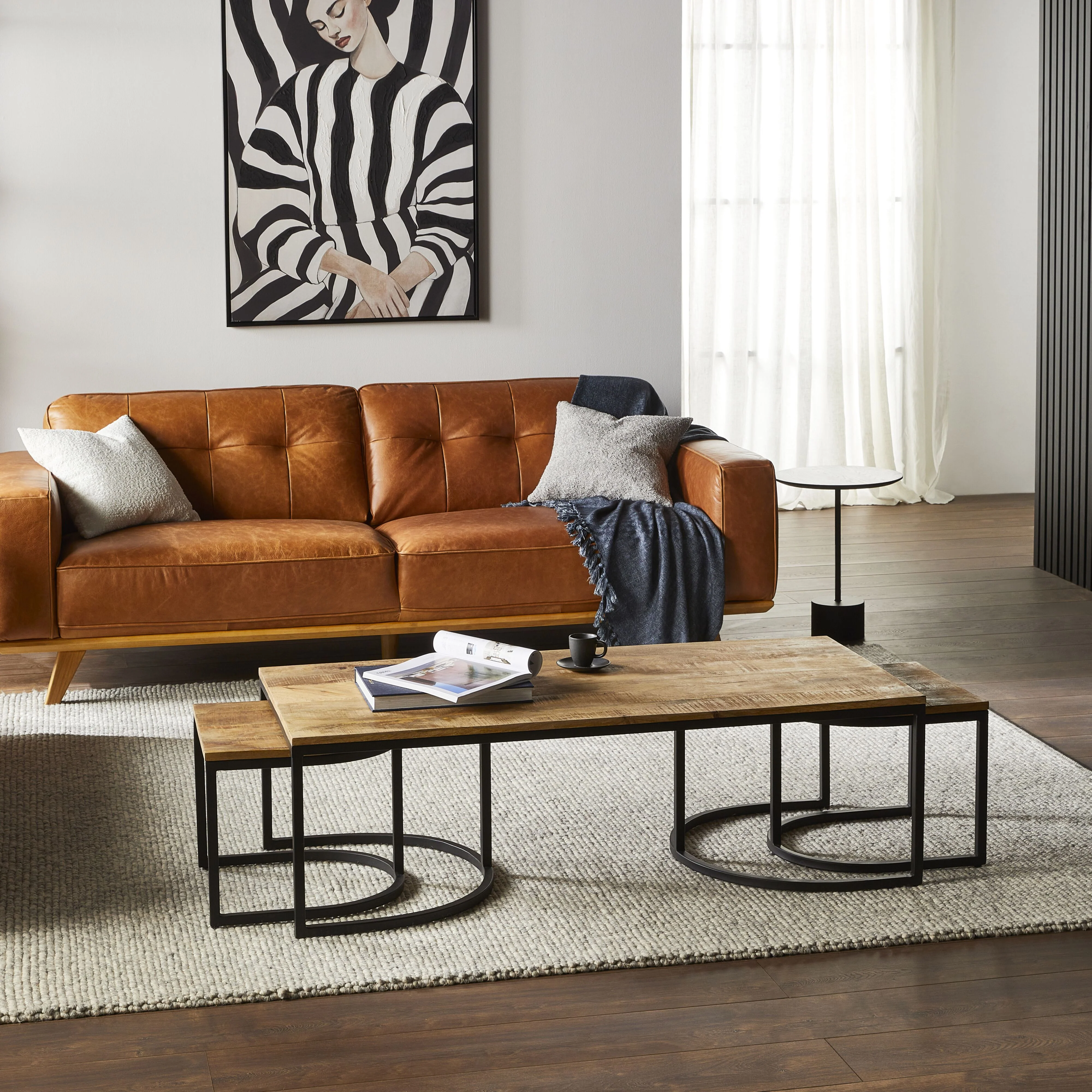 Hartford 3 Piece Nesting Timber Coffee Table Set - Image 10