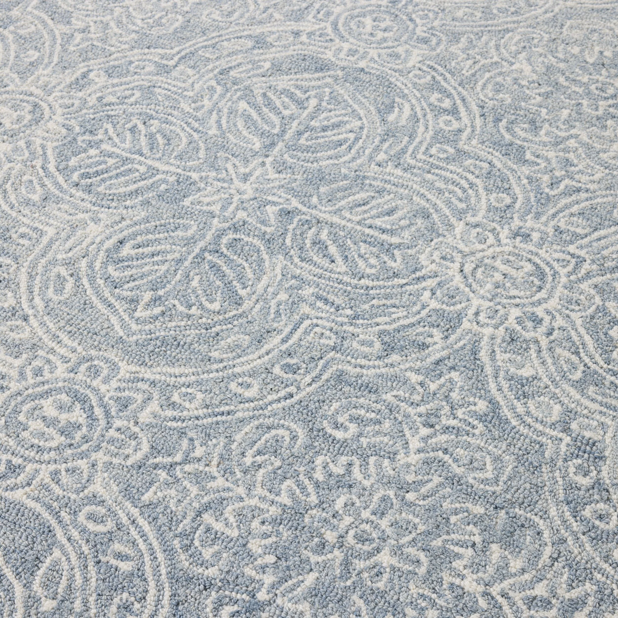 Henna Handtufted NZ Wool Rug Blue 150x240cm - Image 2