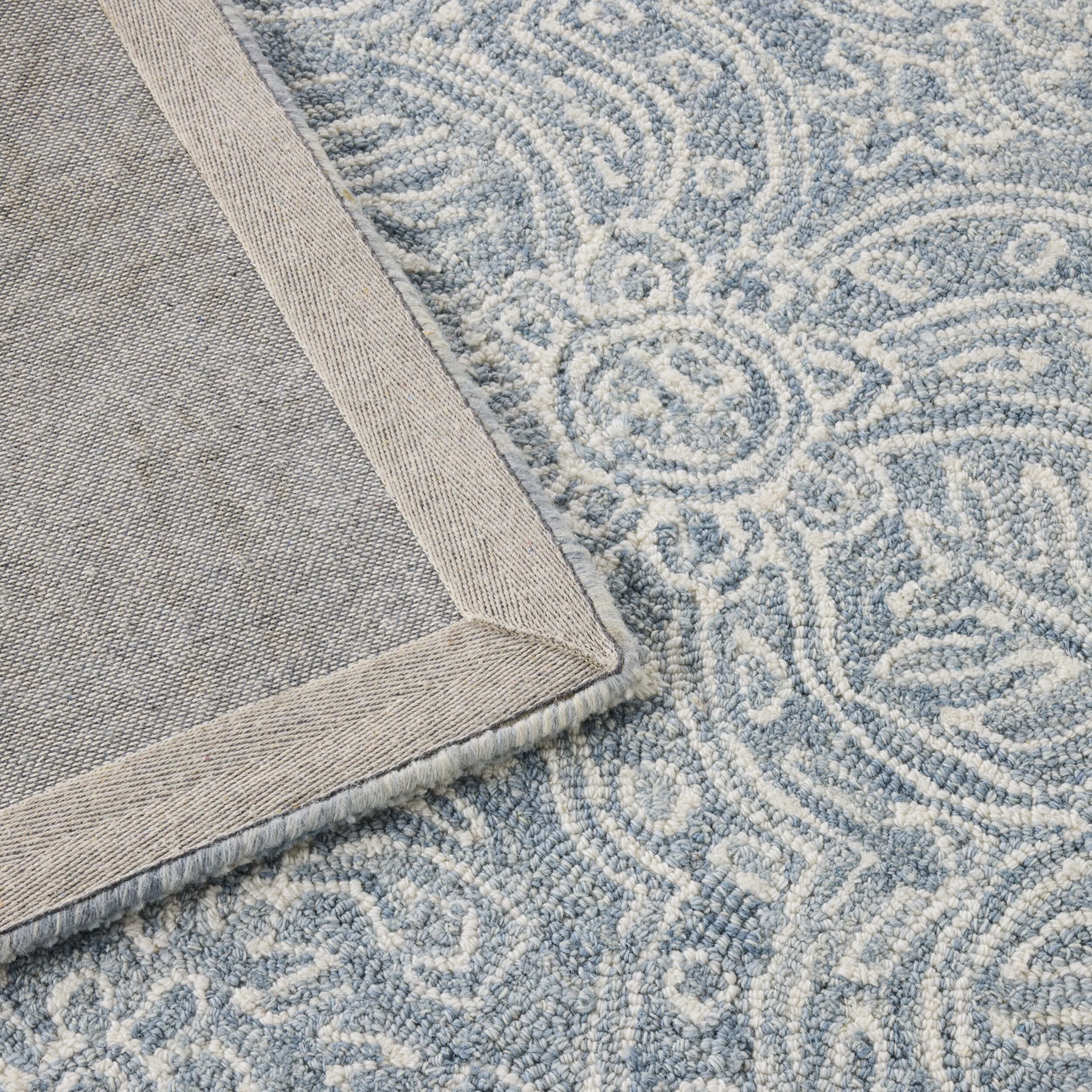 Henna Handtufted NZ Wool Rug Blue 150x240cm - Image 3