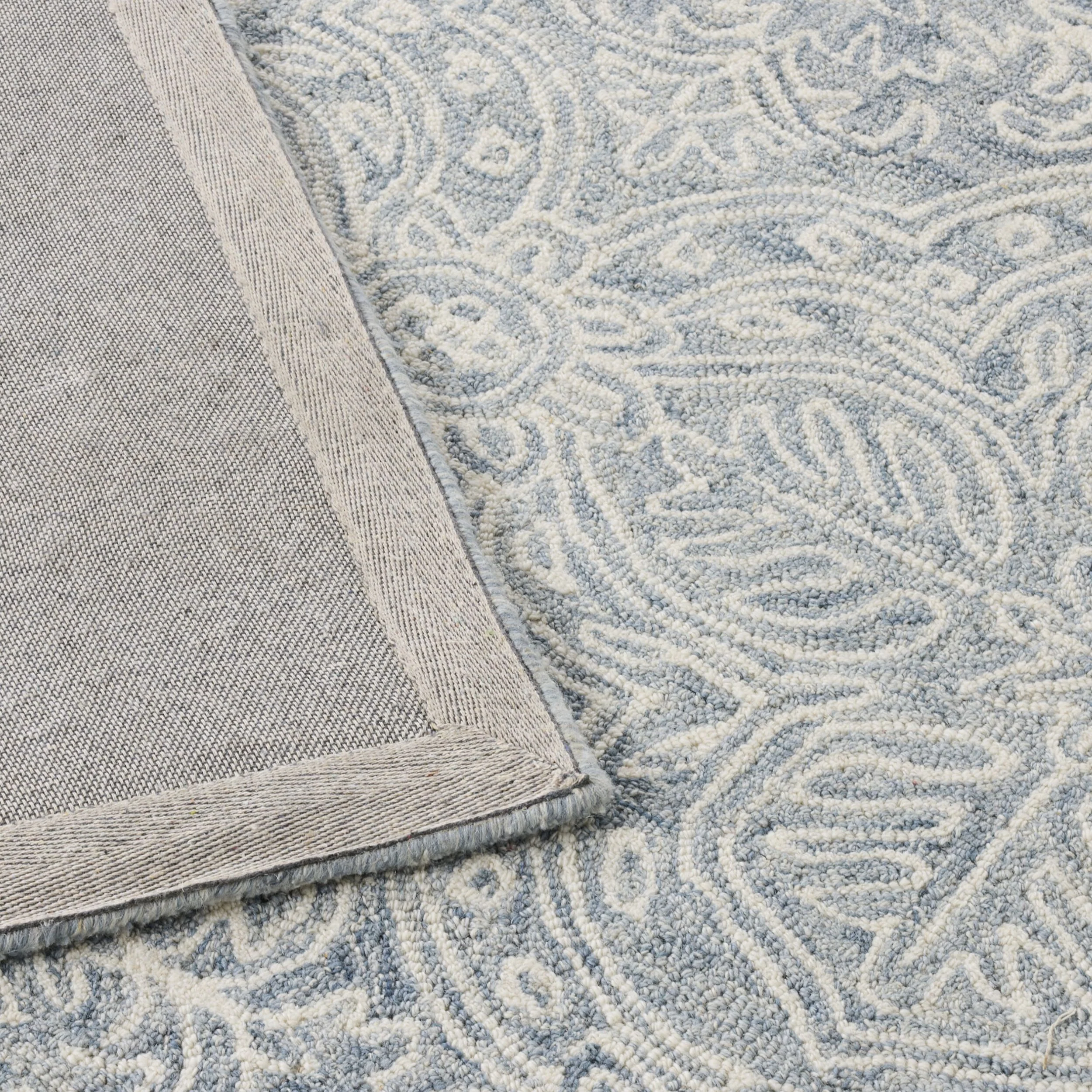 Henna Handtufted NZ Wool Rug Blue 240x300cm - Image 3