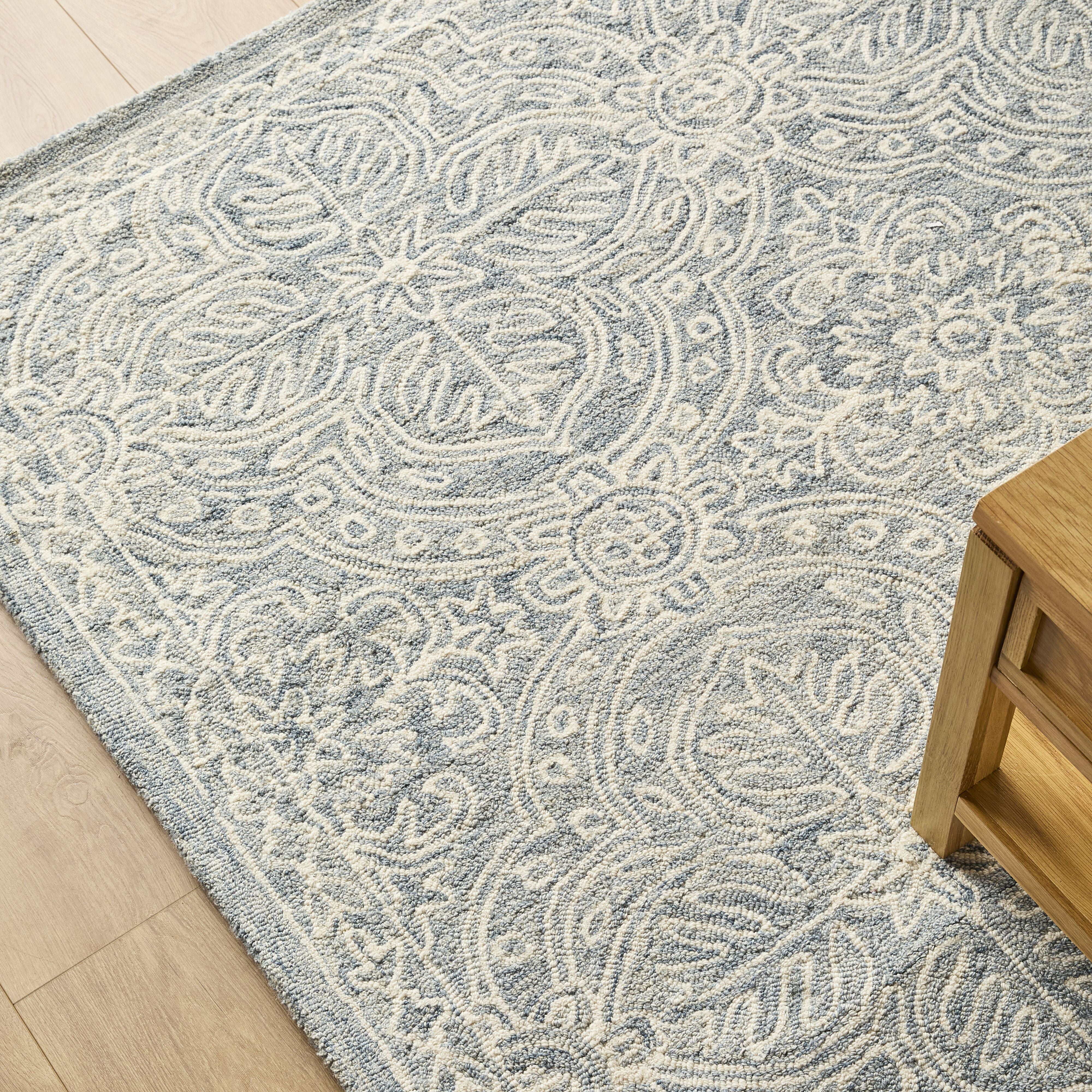 Henna Handtufted NZ Wool Rug Blue 240x300cm - Image 5