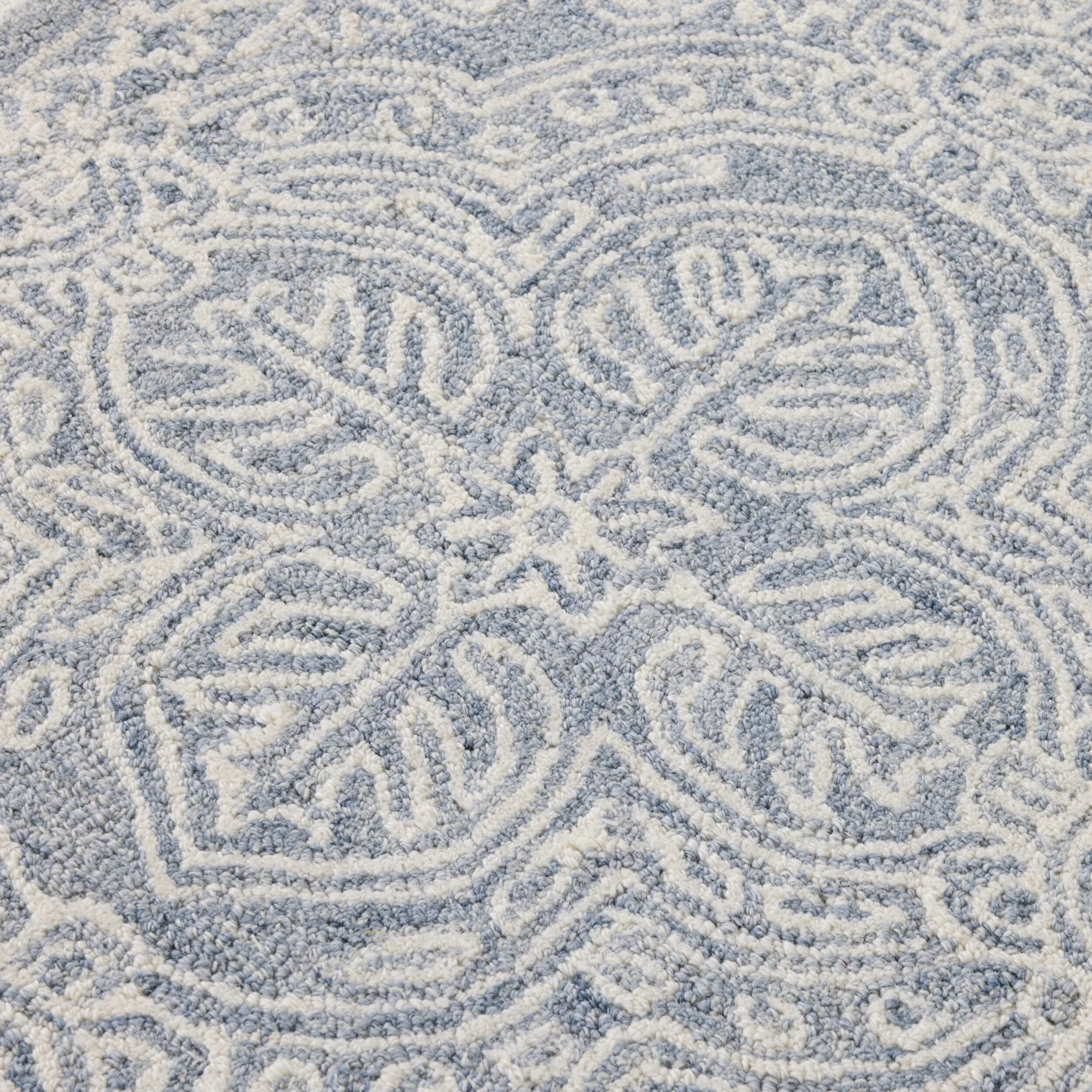 Henna Handtufted NZ Wool Runner Blue 70x200cm - Image 2