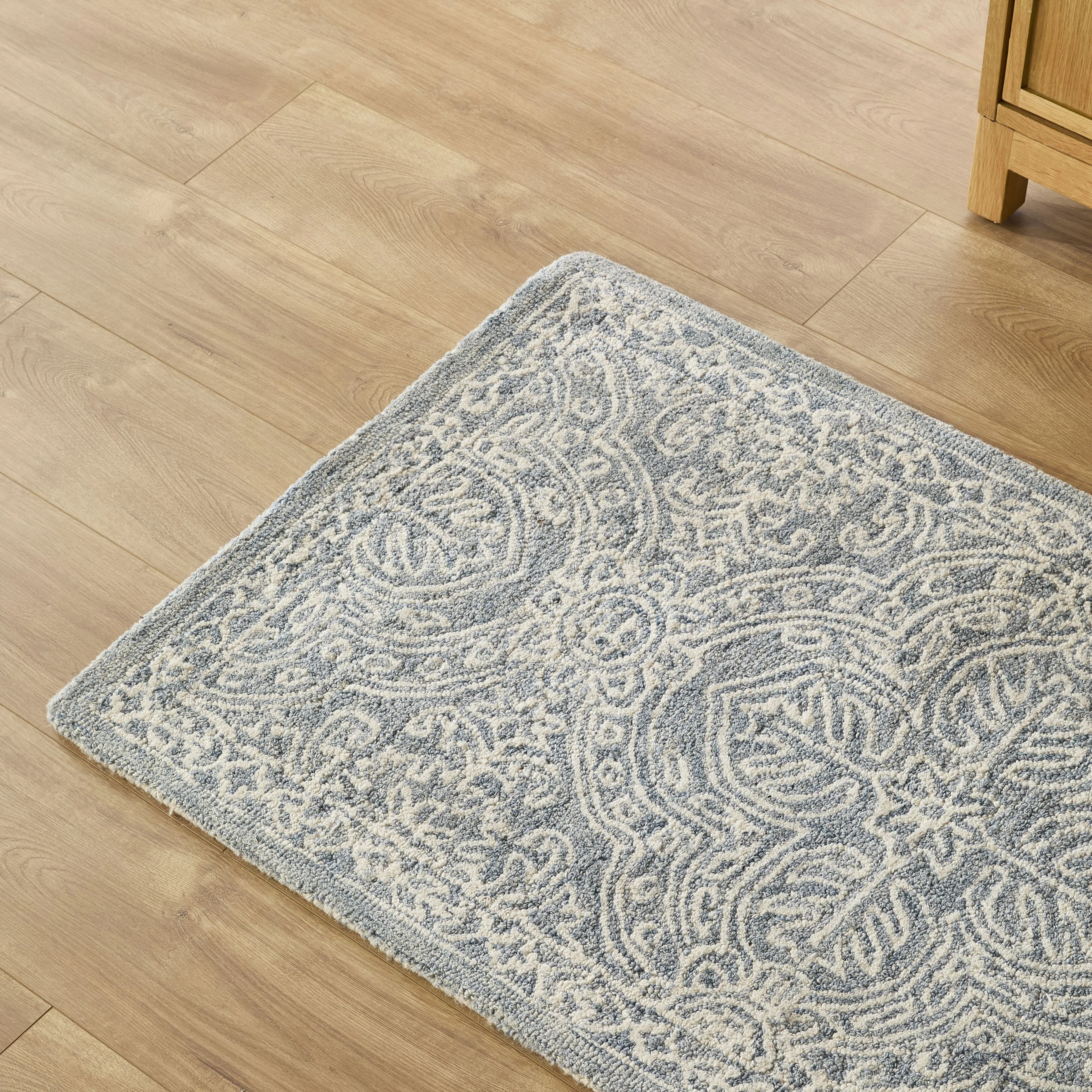 Henna Handtufted NZ Wool Runner Blue 70x200cm - Image 5