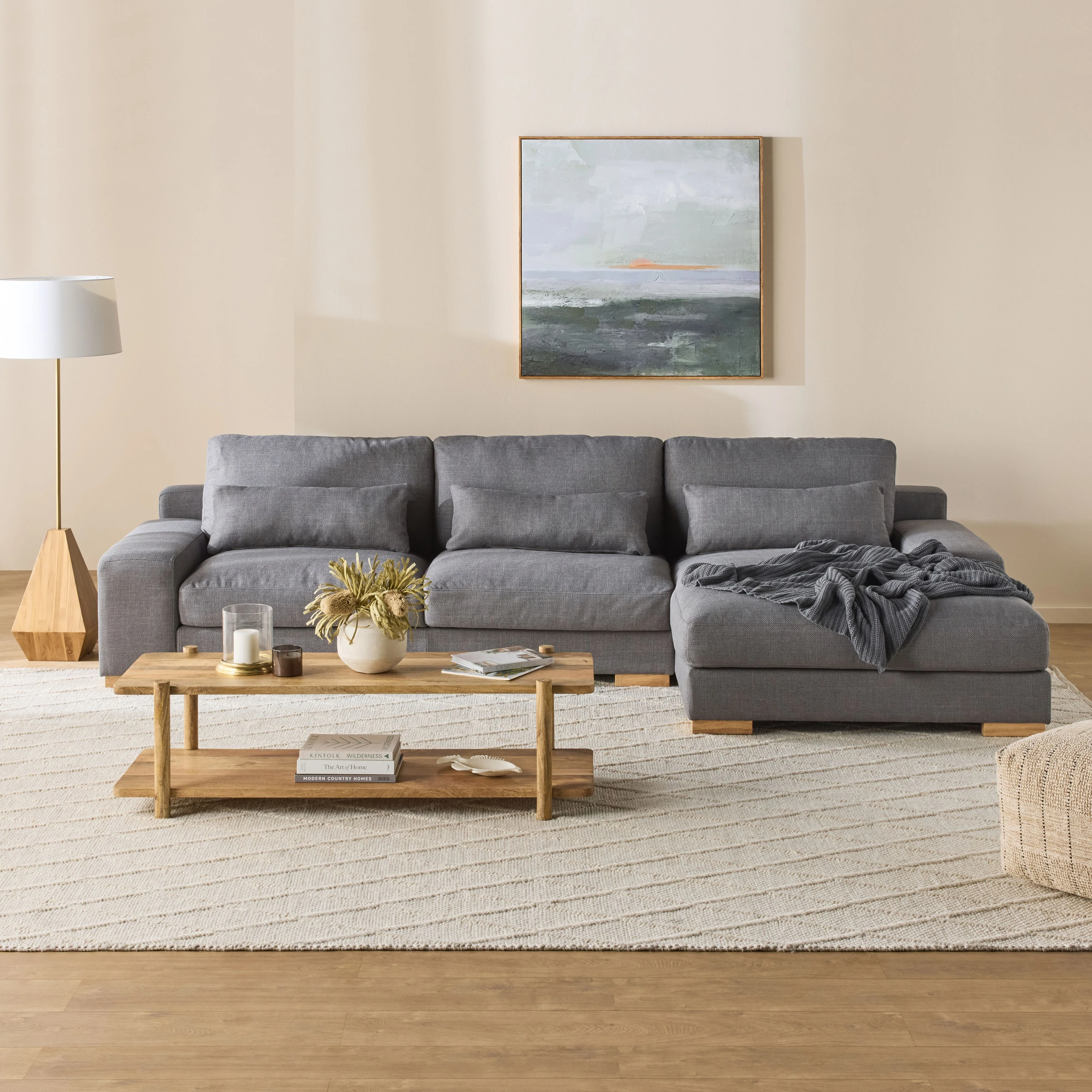Herron 3 Seater Sofa with RHF Chaise Iron Grey Weave - Image 7