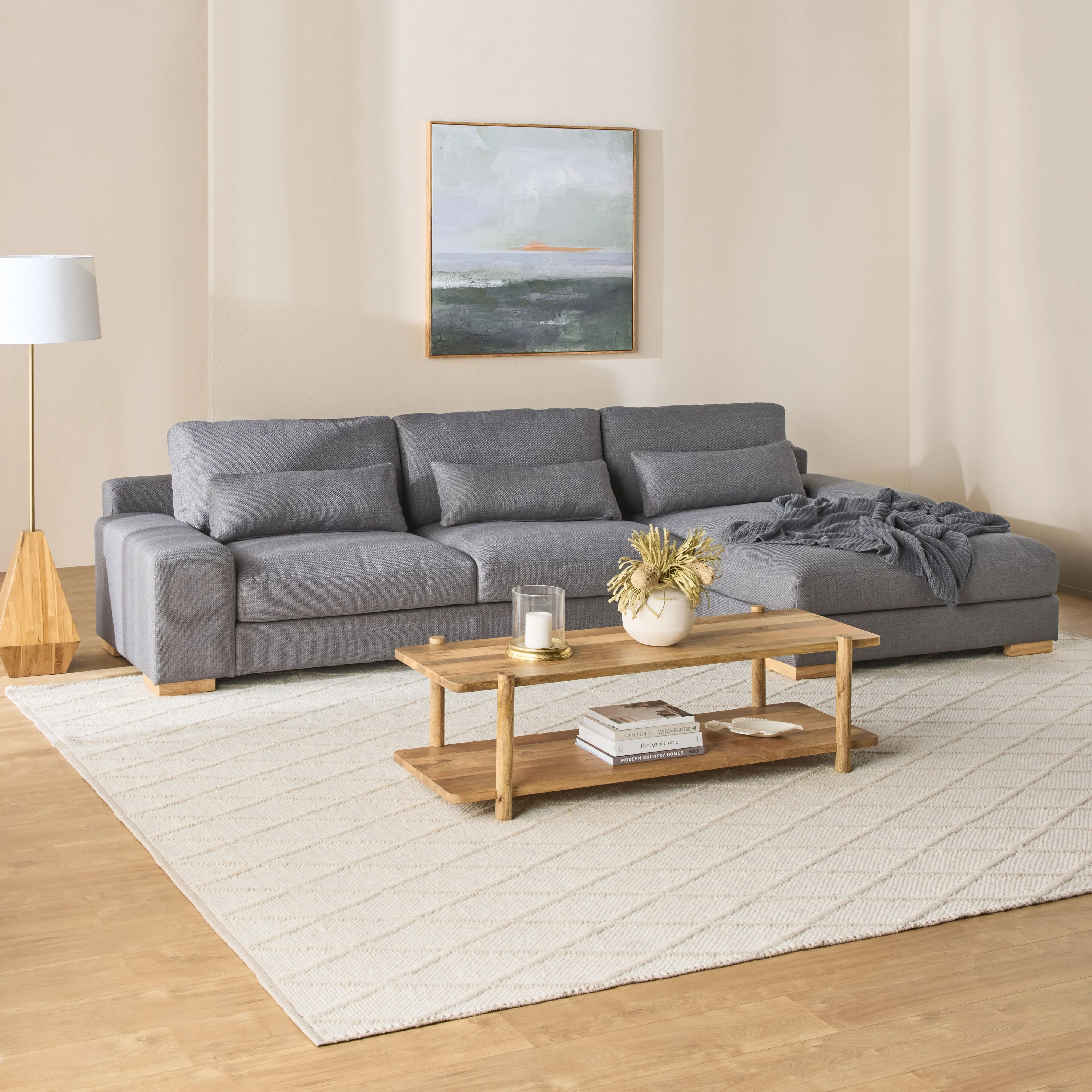 Herron 3 Seater Sofa with RHF Chaise Iron Grey Weave - Image 8
