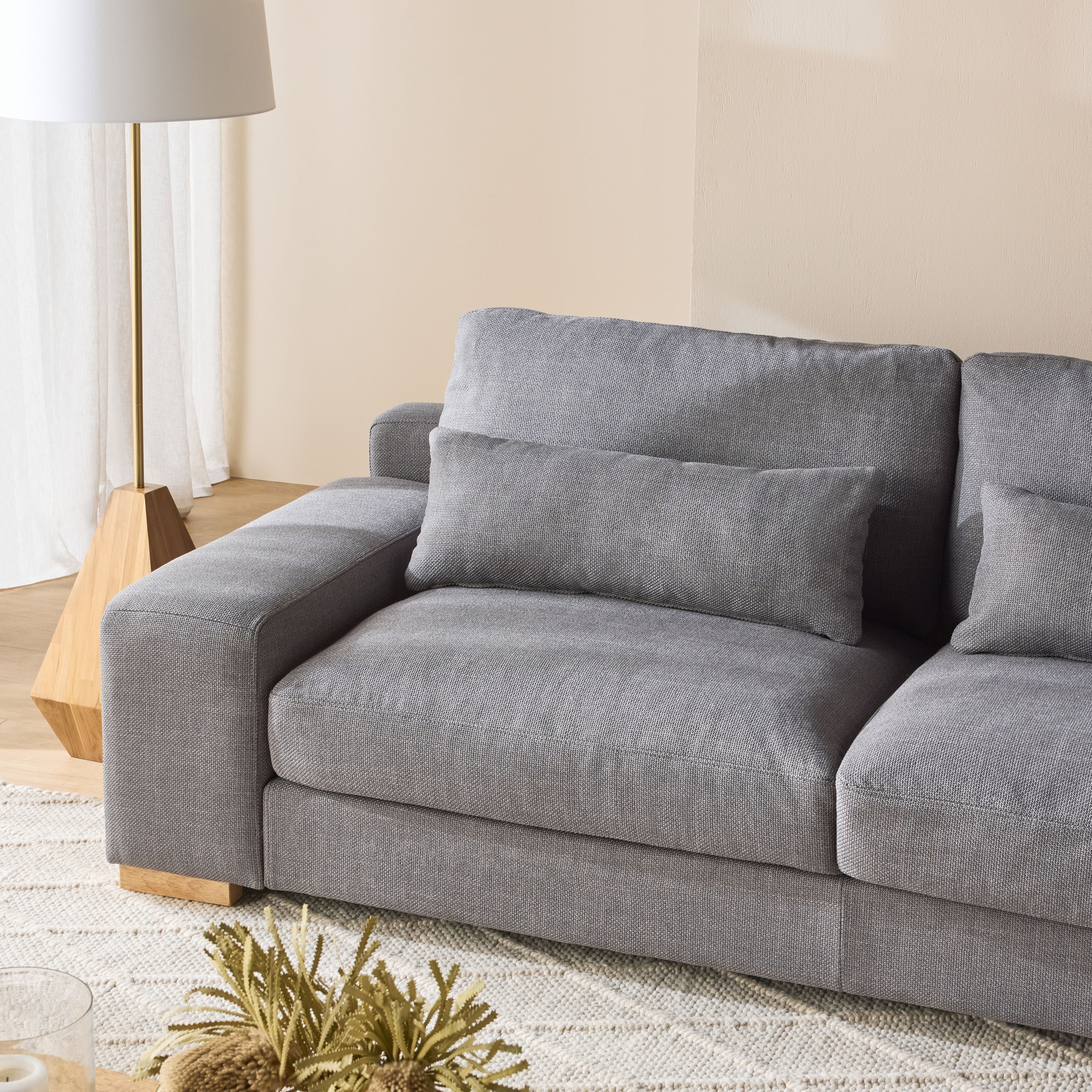 Herron 3 Seater Sofa with RHF Chaise Iron Grey Weave - Image 9