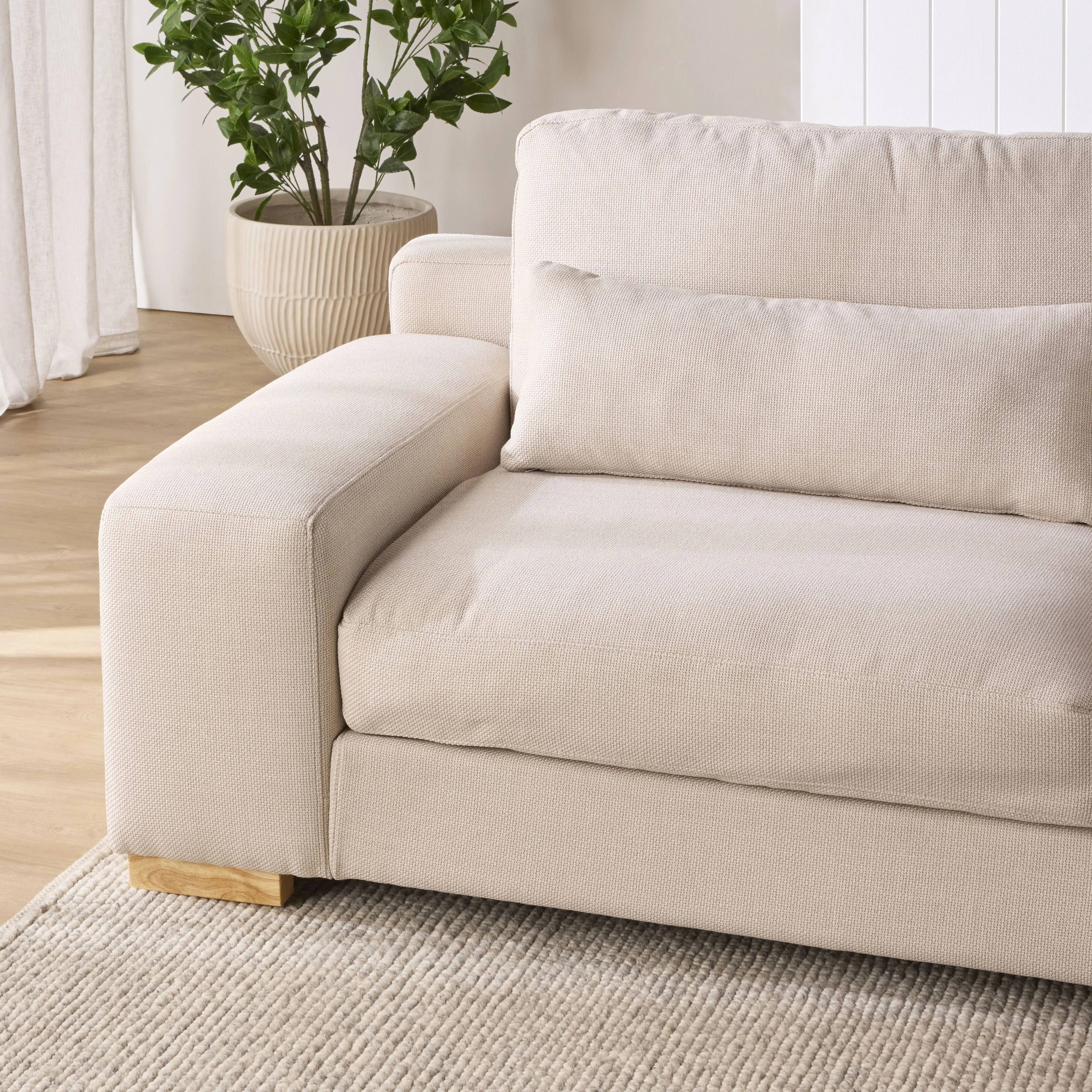 Herron 3 Seater Sofa with RHF Chaise Ivory Weave - Image 10