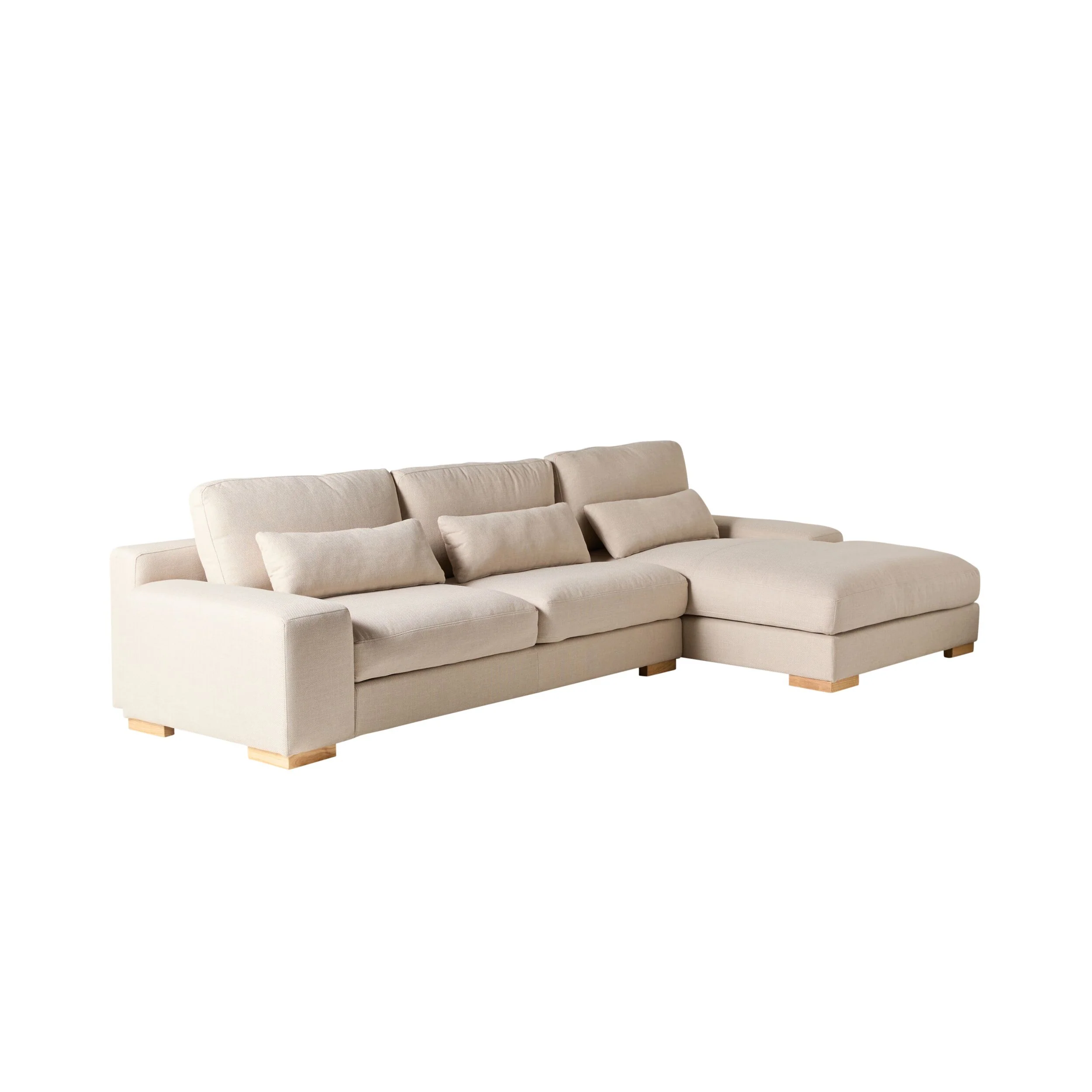 Herron 3 Seater Sofa with RHF Chaise Ivory Weave - Image 2
