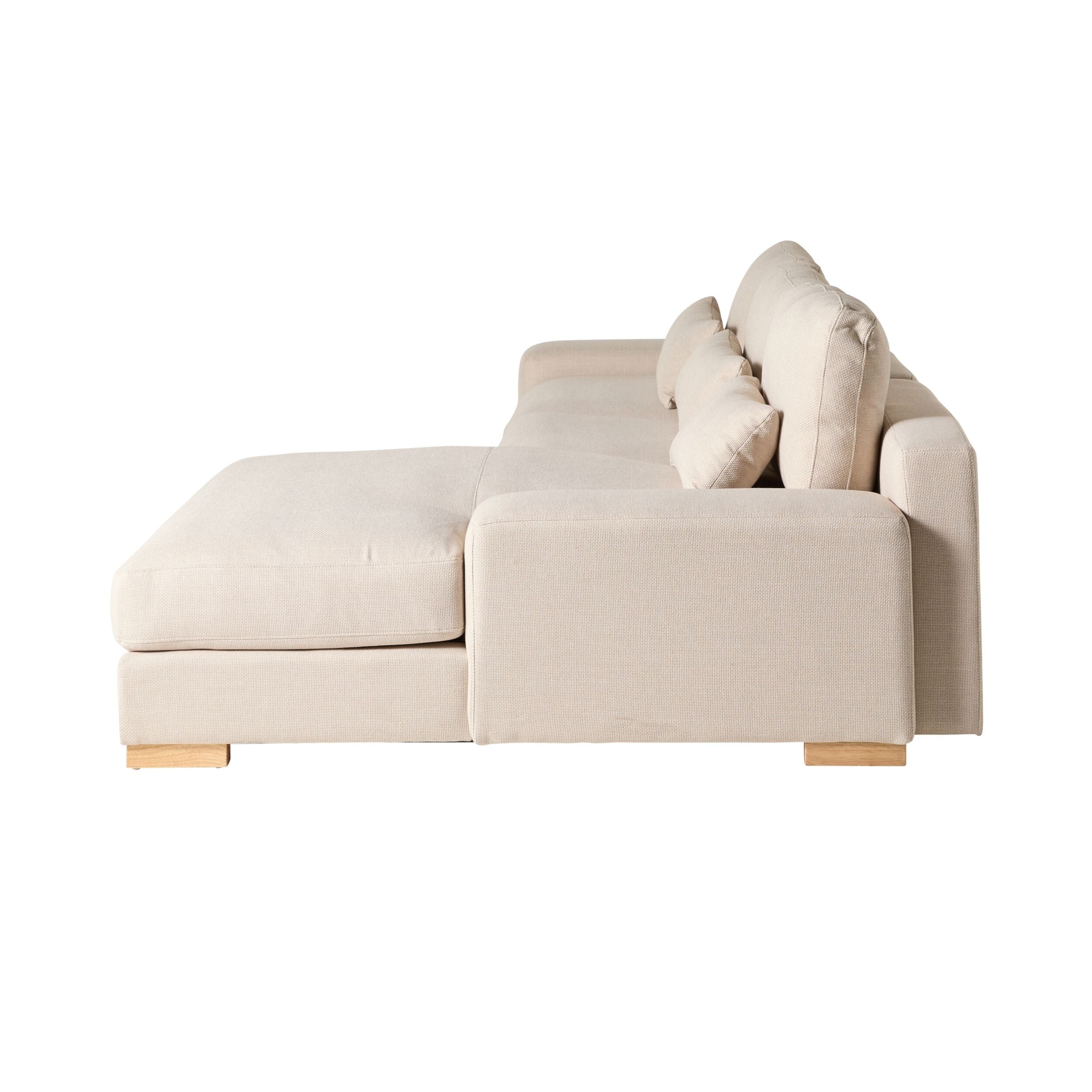 Herron 3 Seater Sofa with RHF Chaise Ivory Weave - Image 3