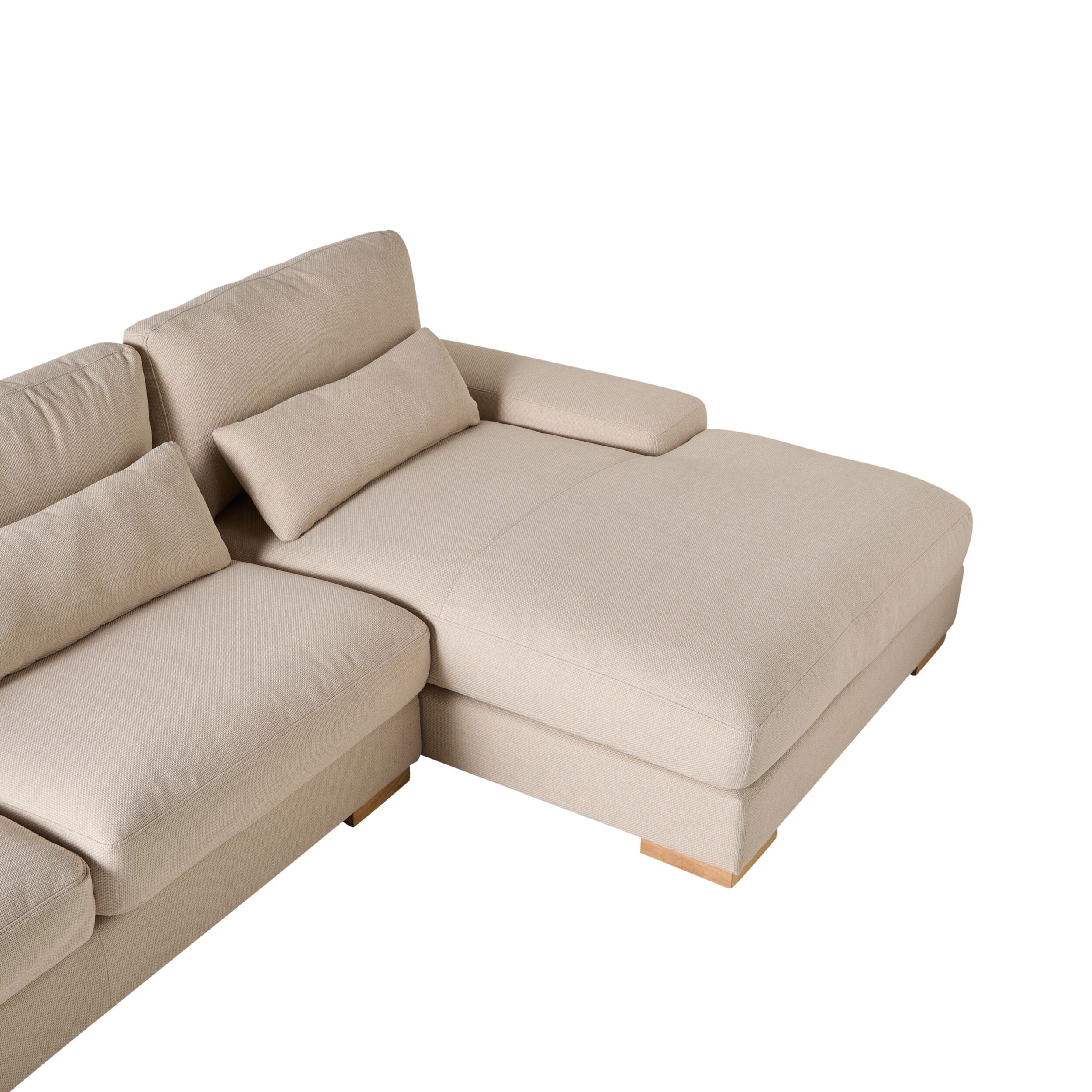 Herron 3 Seater Sofa with RHF Chaise Ivory Weave - Image 5