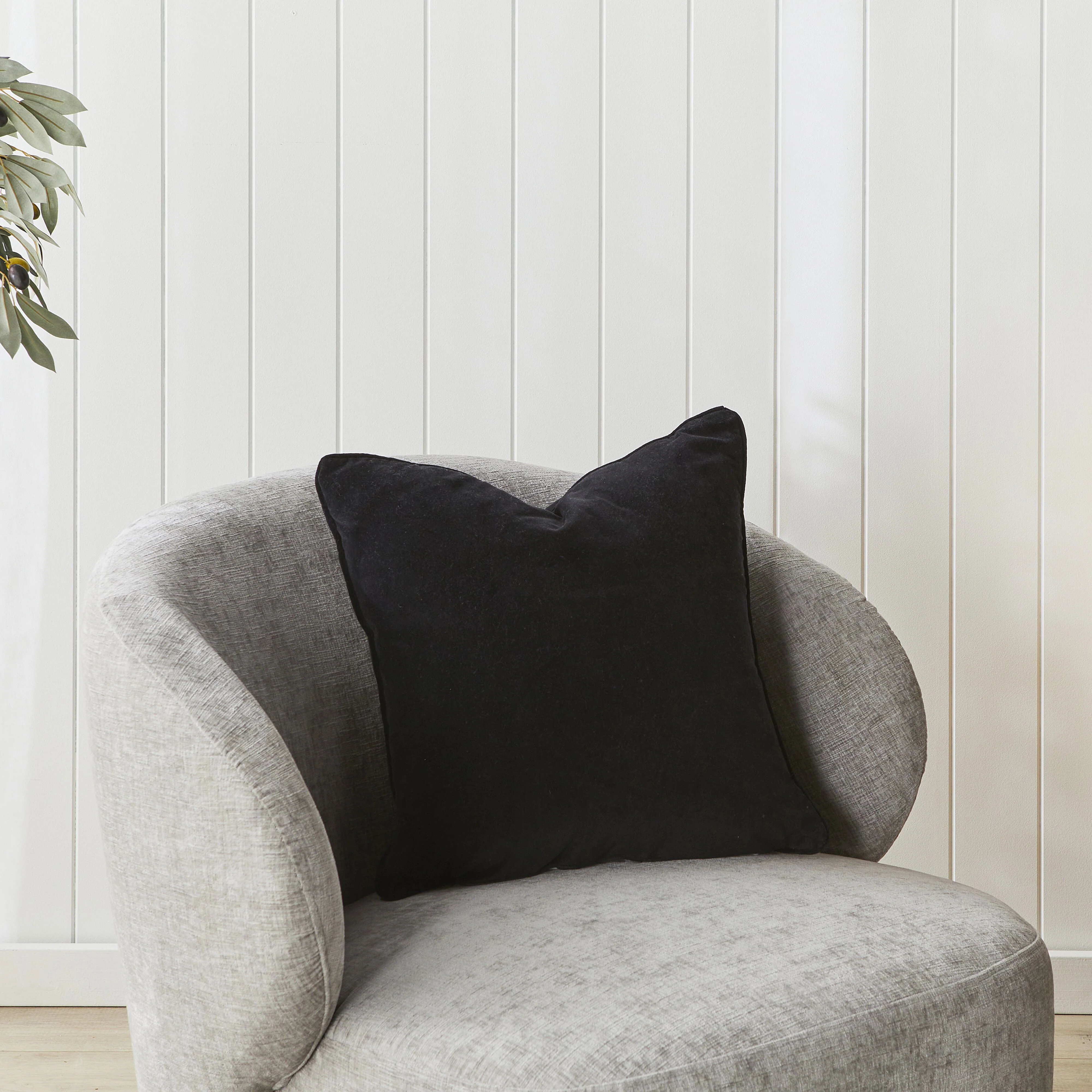 Hervey Cotton Velvet Cushion Black 45x45cm - Image 3