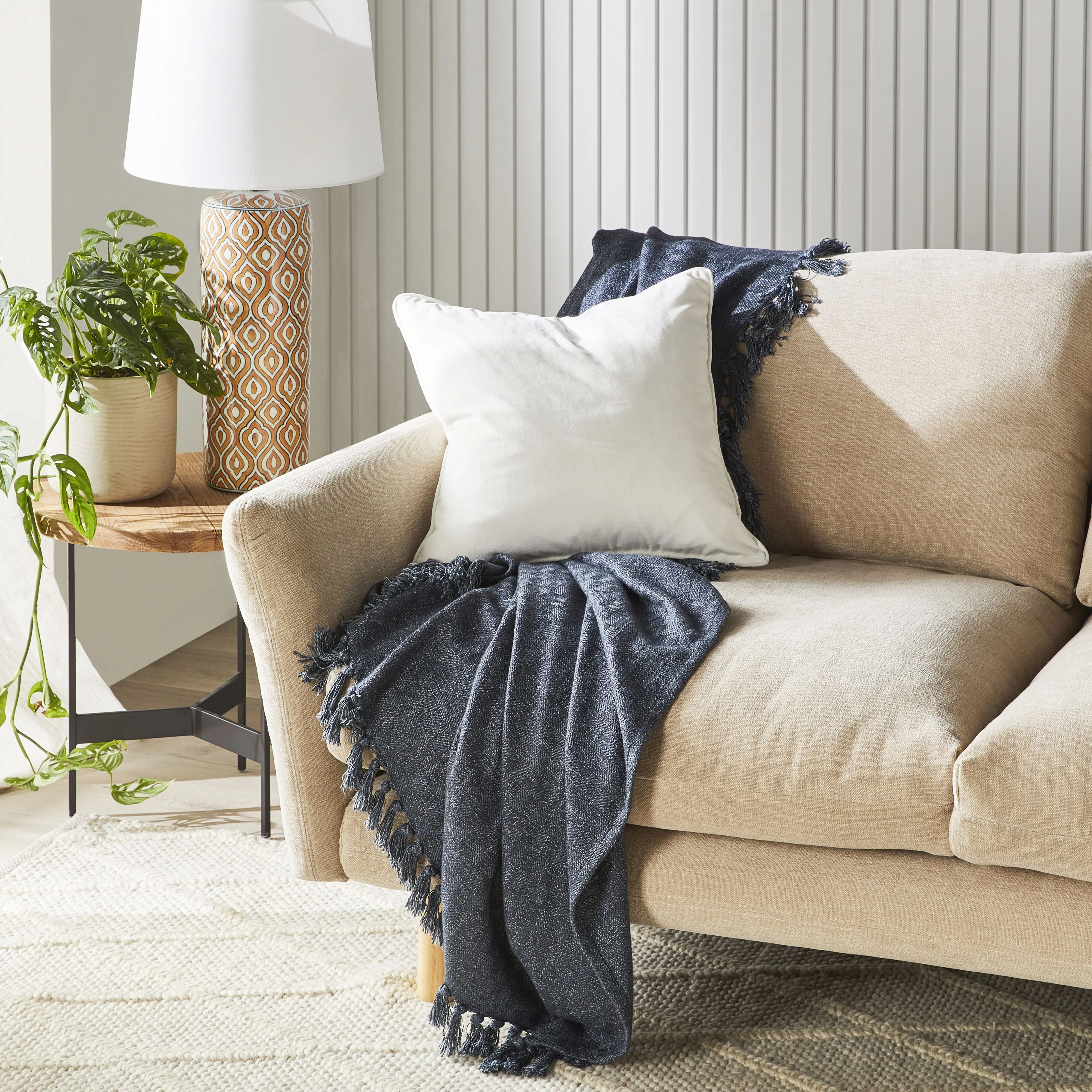 Hervey Cotton Velvet Cushion Cloud 45x45cm - Image 3