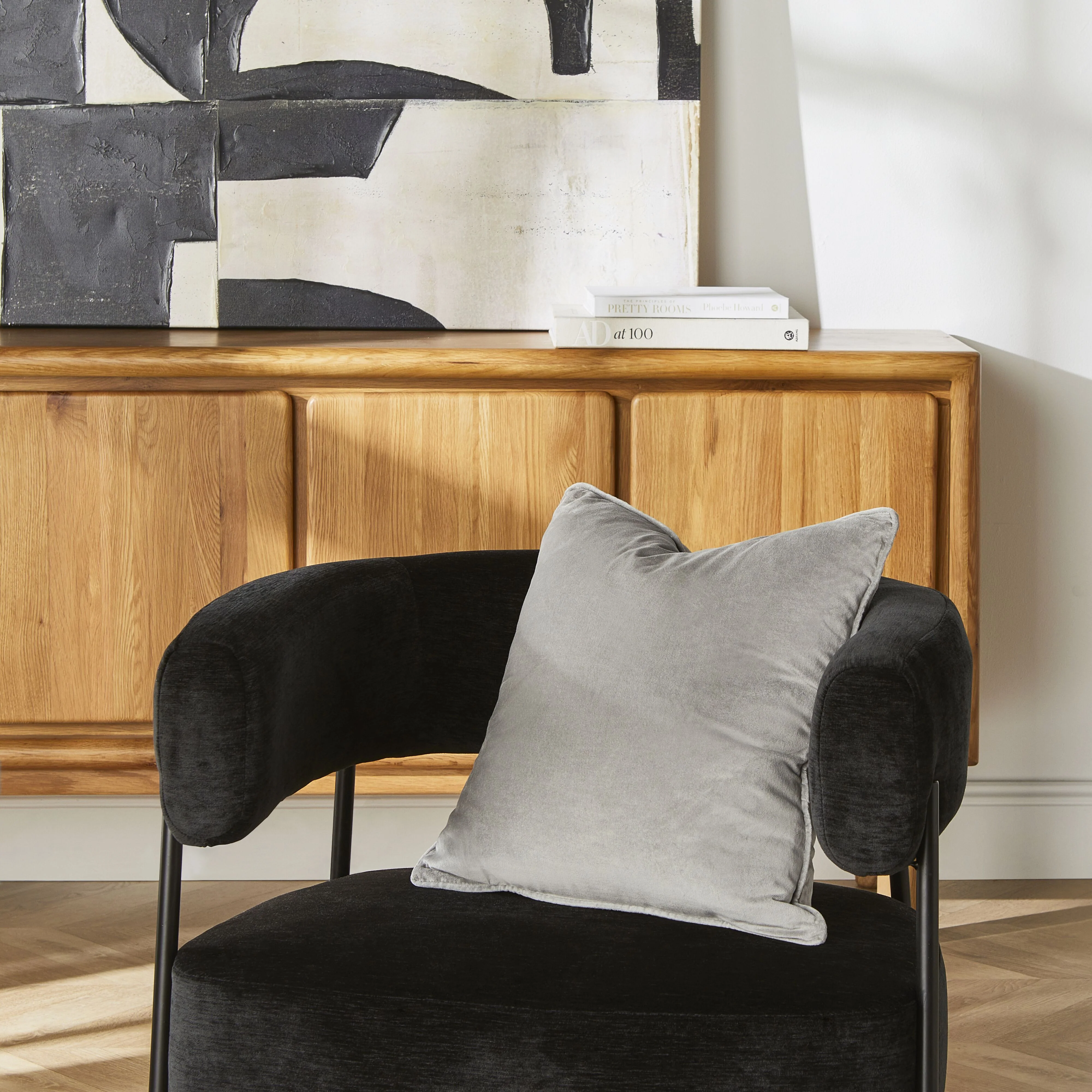 Hervey Cotton Velvet Cushion Fog 45x45cm - Image 3