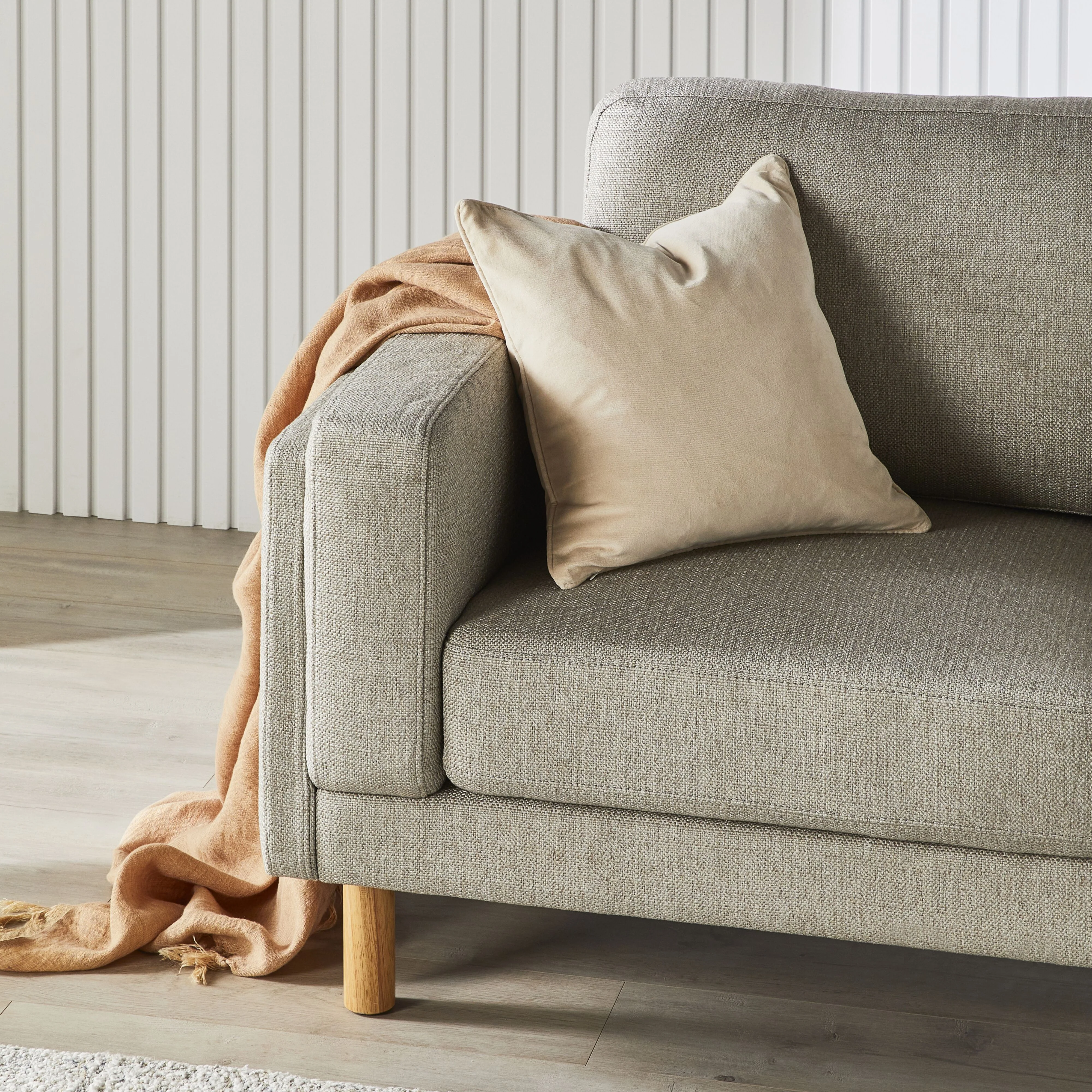 Hervey Cotton Velvet Cushion Oatmeal 45x45cm - Image 4