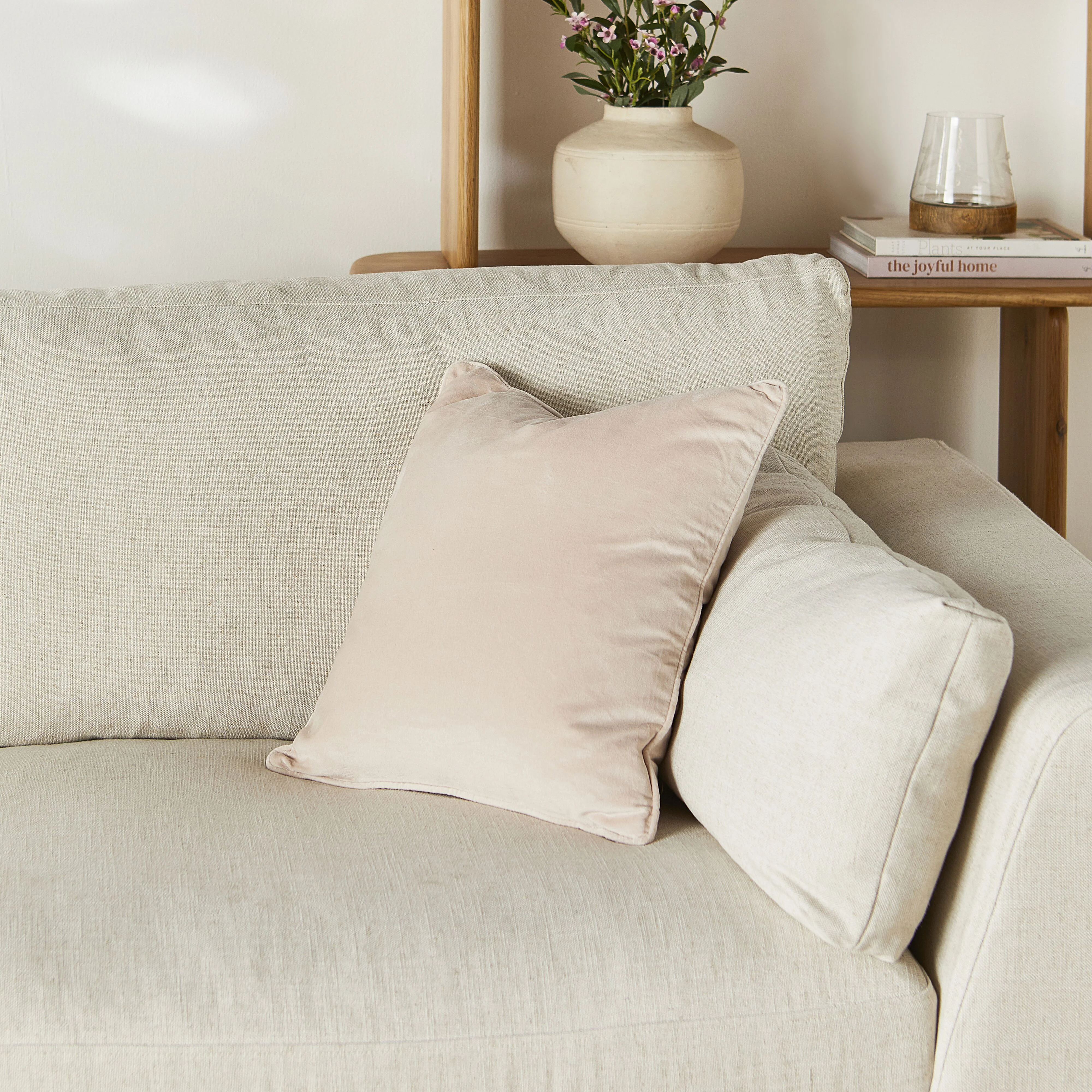 Hervey Cotton Velvet Cushion Pale Rose 45x45cm - Image 3