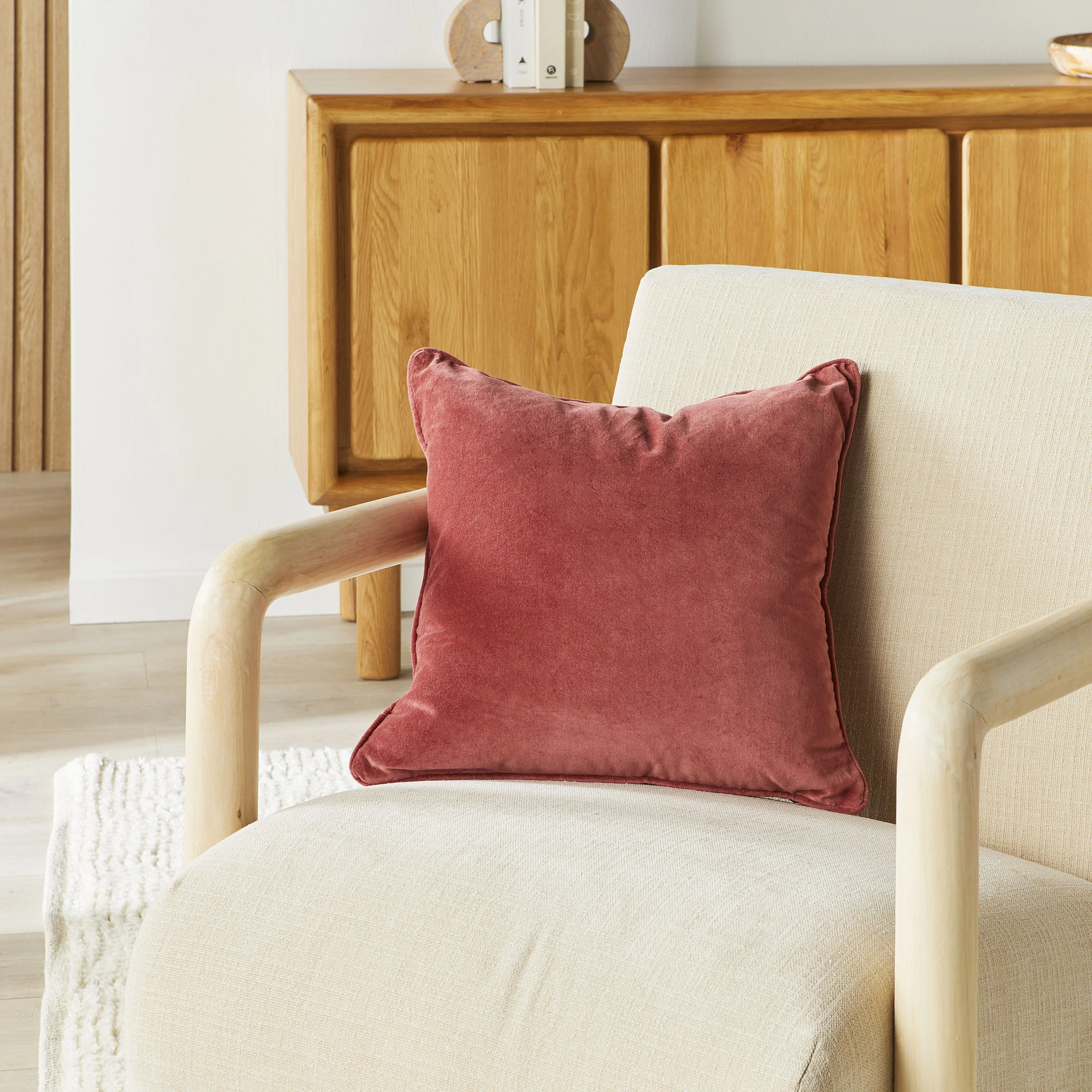 Hervey Cotton Velvet Cushion Rouge 45x45cm - Image 3