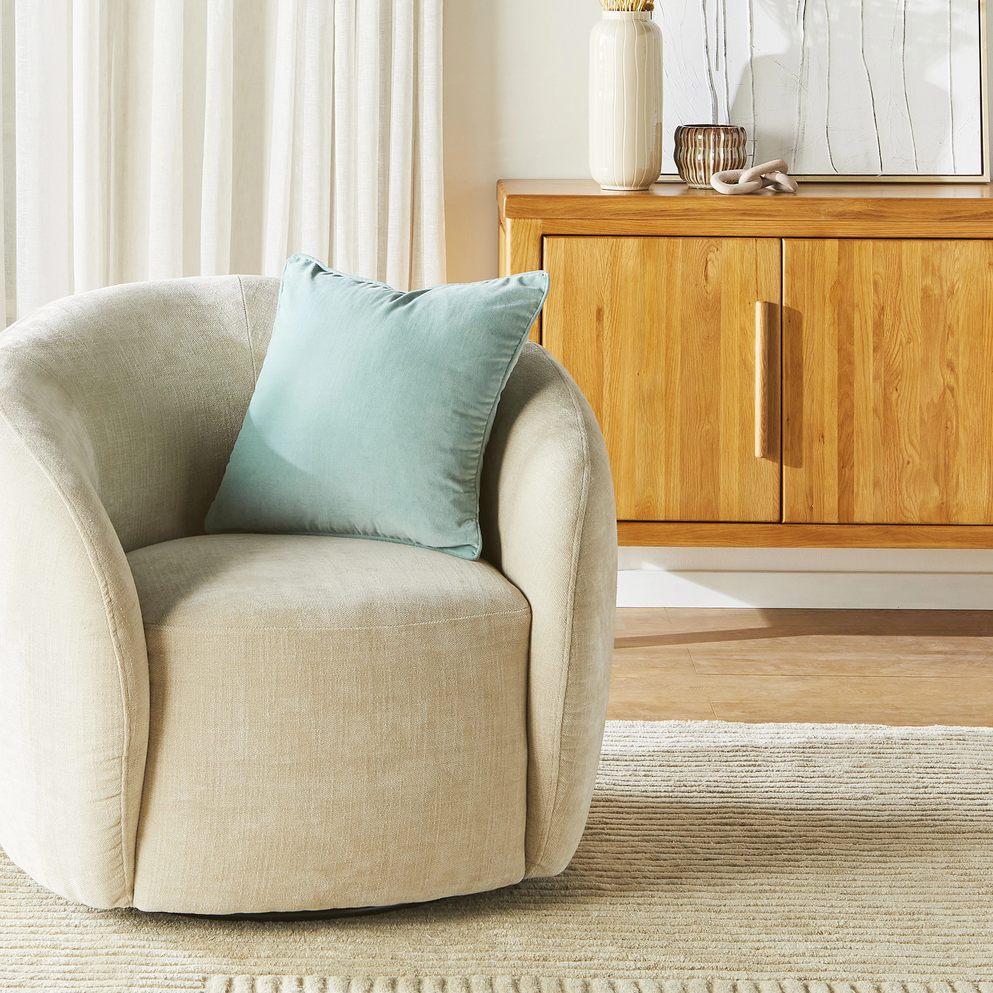 Hervey Cotton Velvet Cushion Seafoam 45x45cm - Image 3
