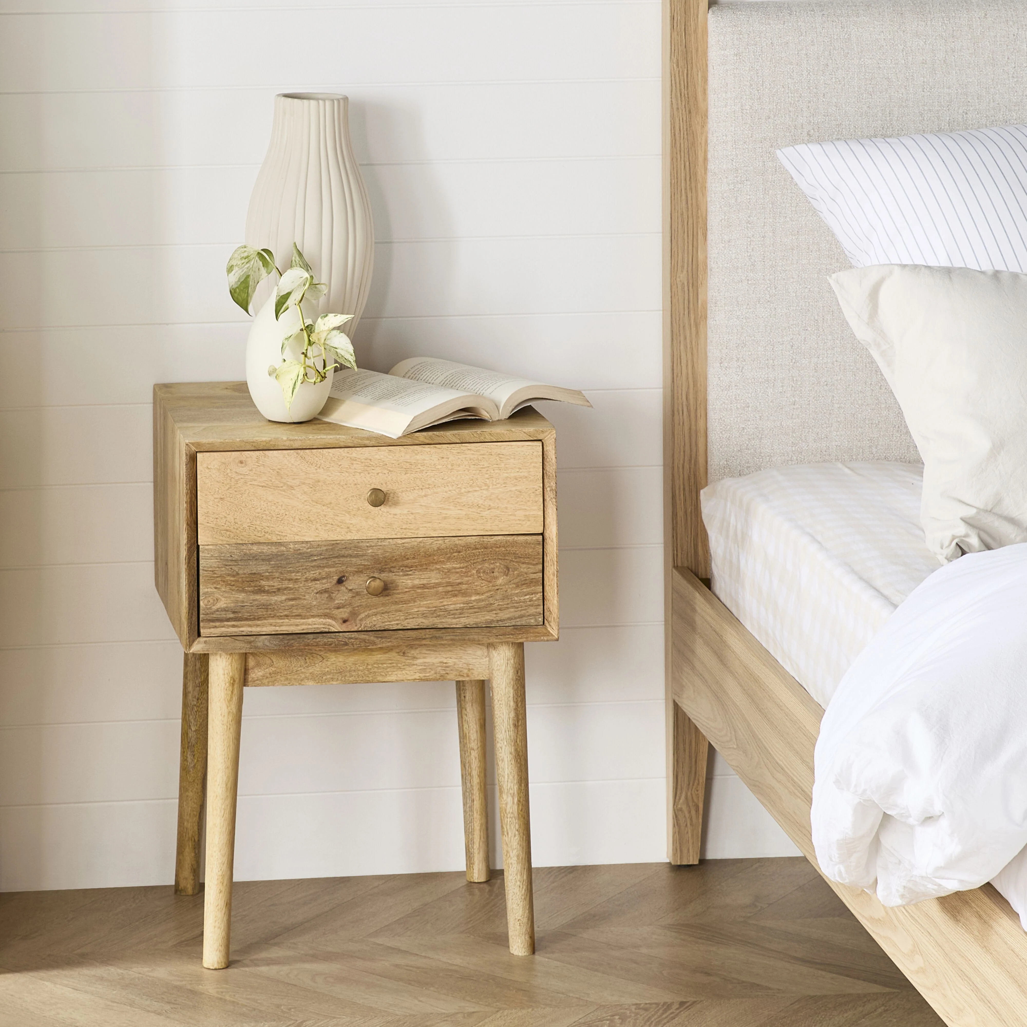 Hopper Mid-Century 2 Drawer Side Table Natural Brown - Image 6