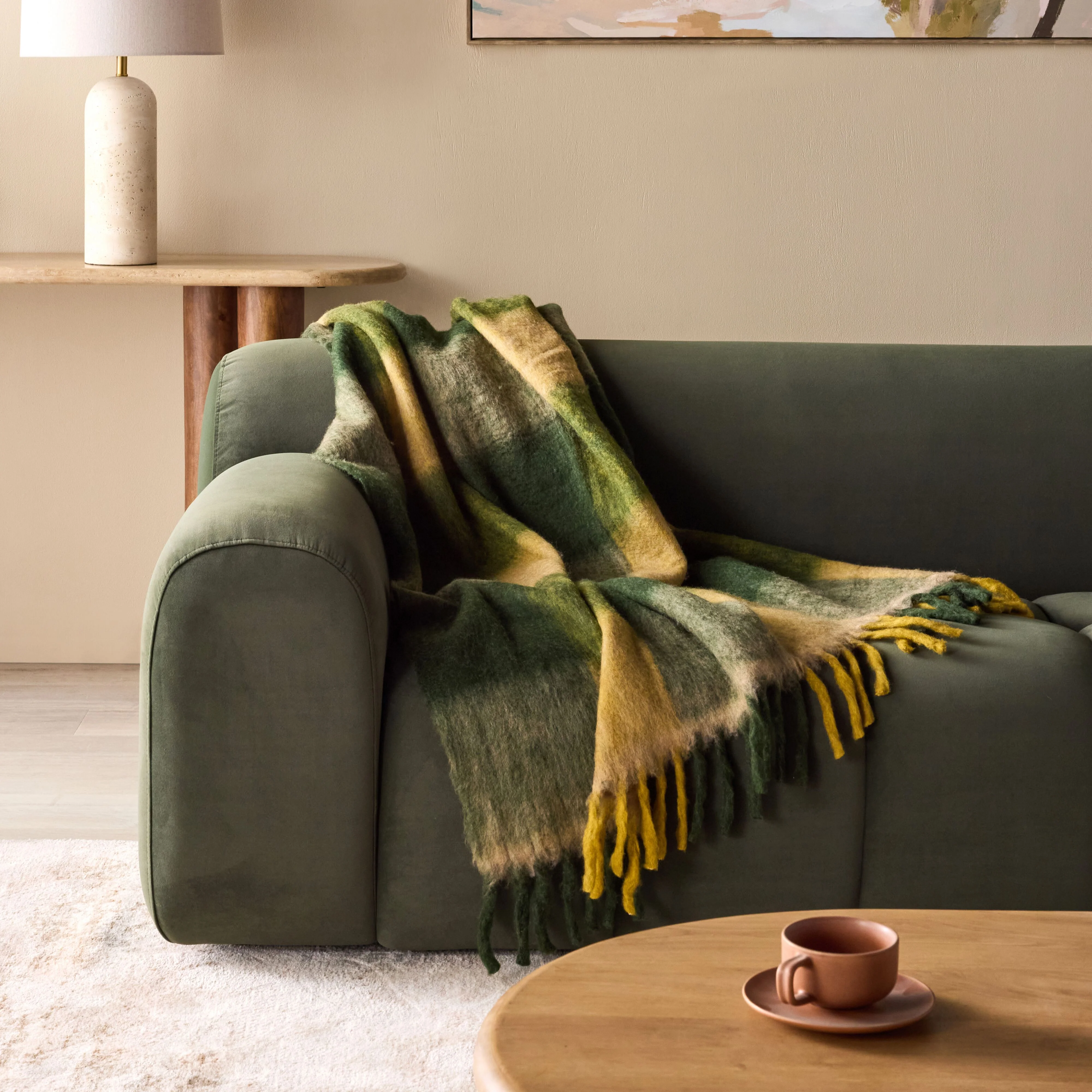Hunter Wool Blend Throw Green Check 130x170cm - Image 4