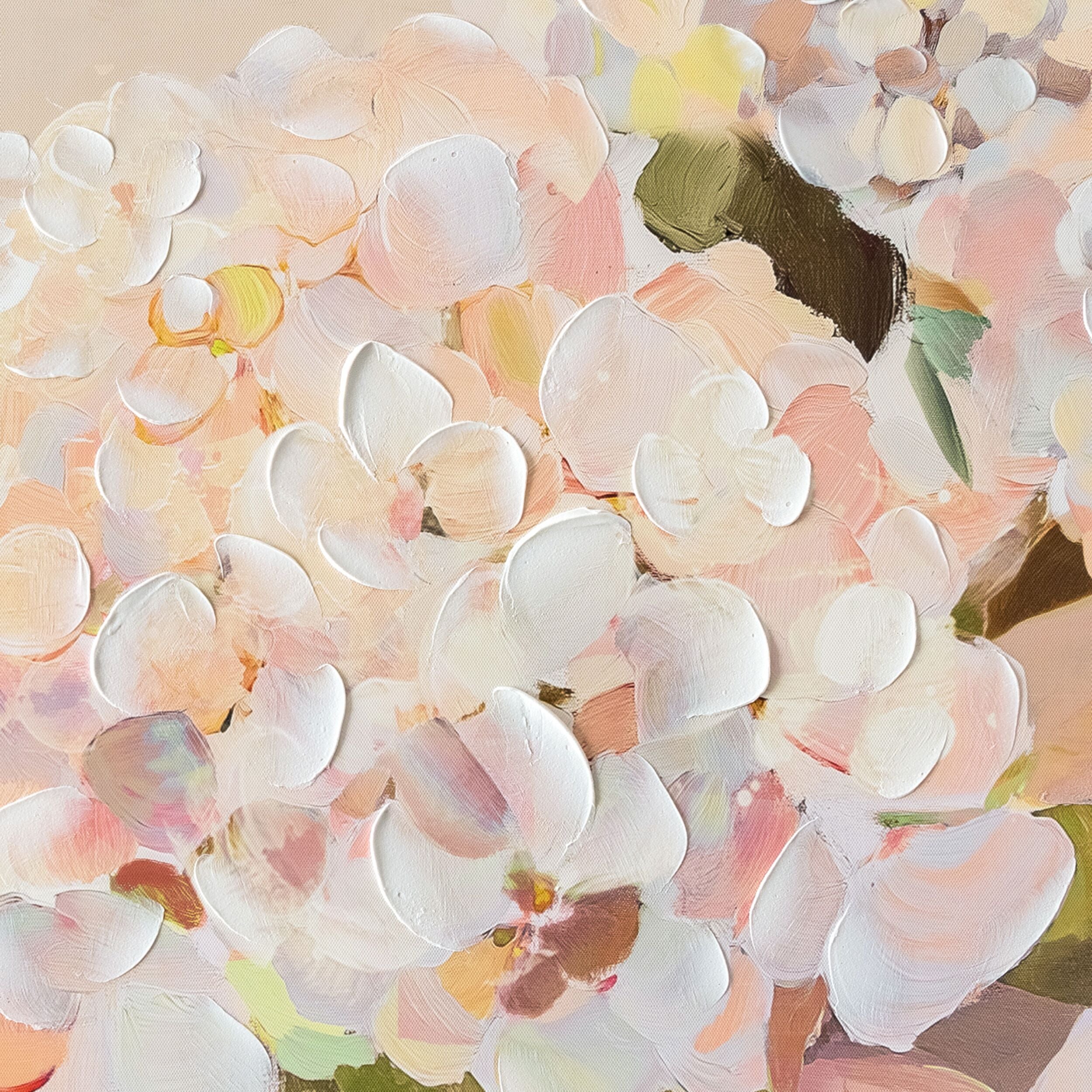 Hydrangea Blush Framed Textured Print 120x80cm - Image 2