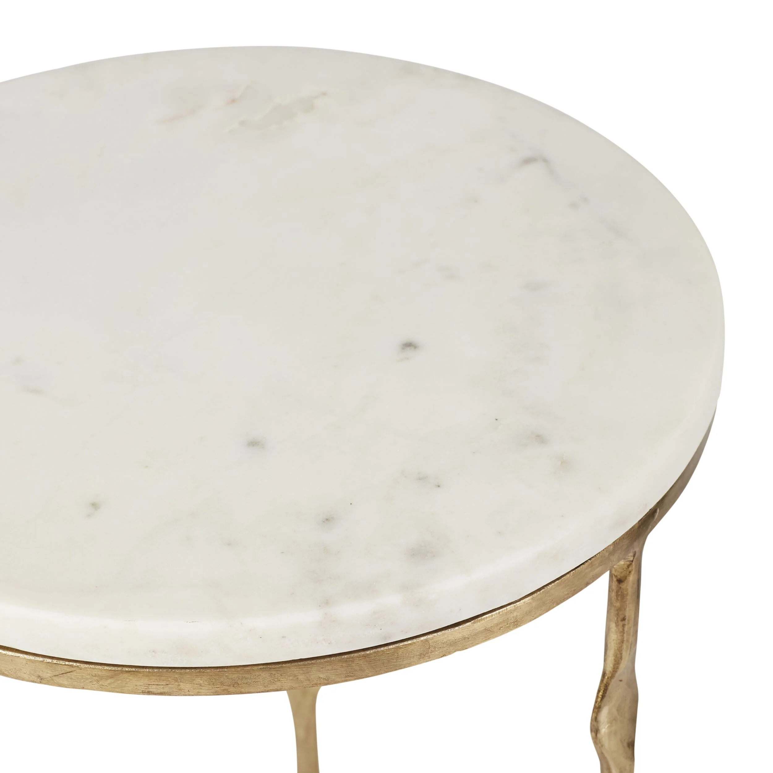 Iron Round Side Table With Marble Top 50cm - Image 3