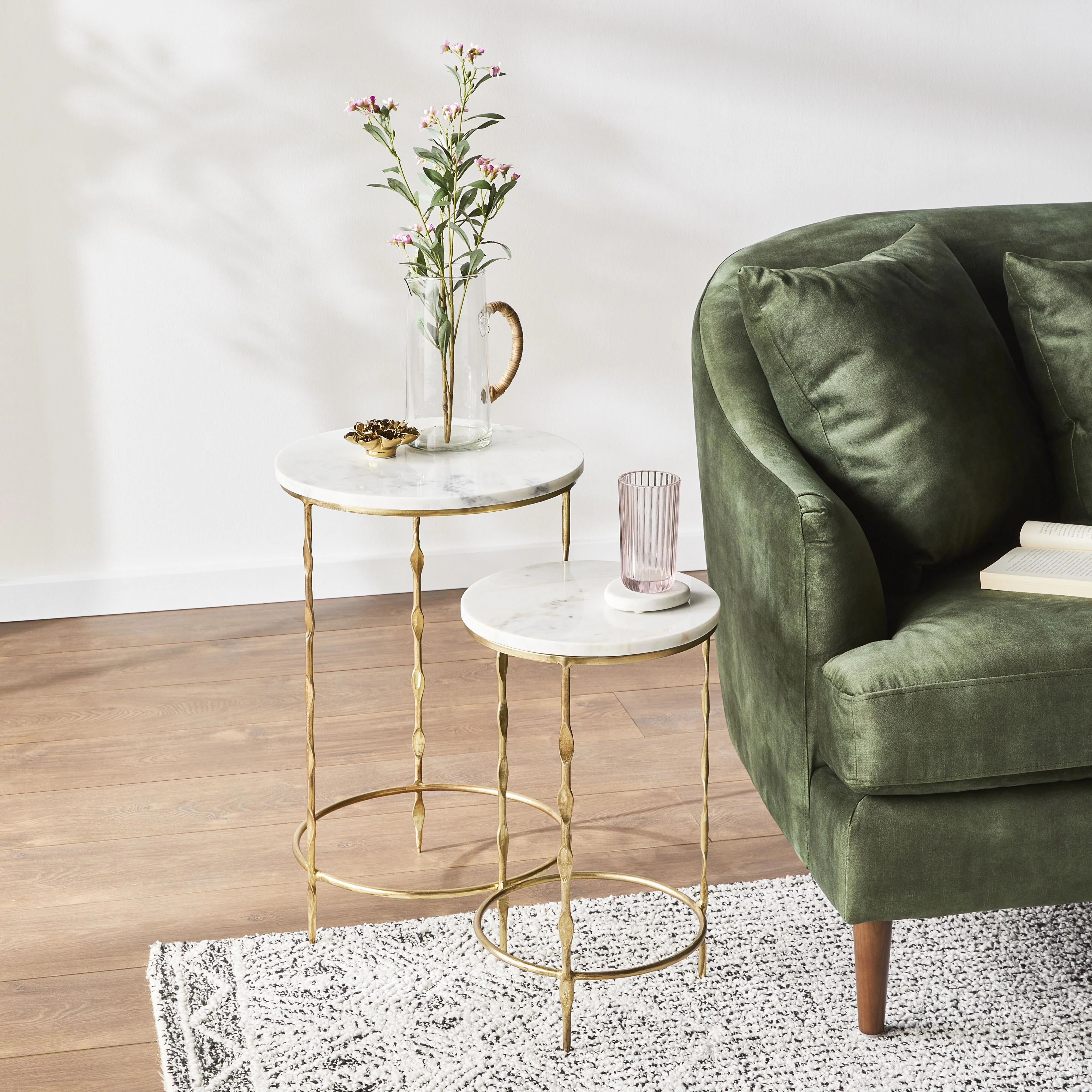 Iron Round Side Table With Marble Top 50cm - Image 5