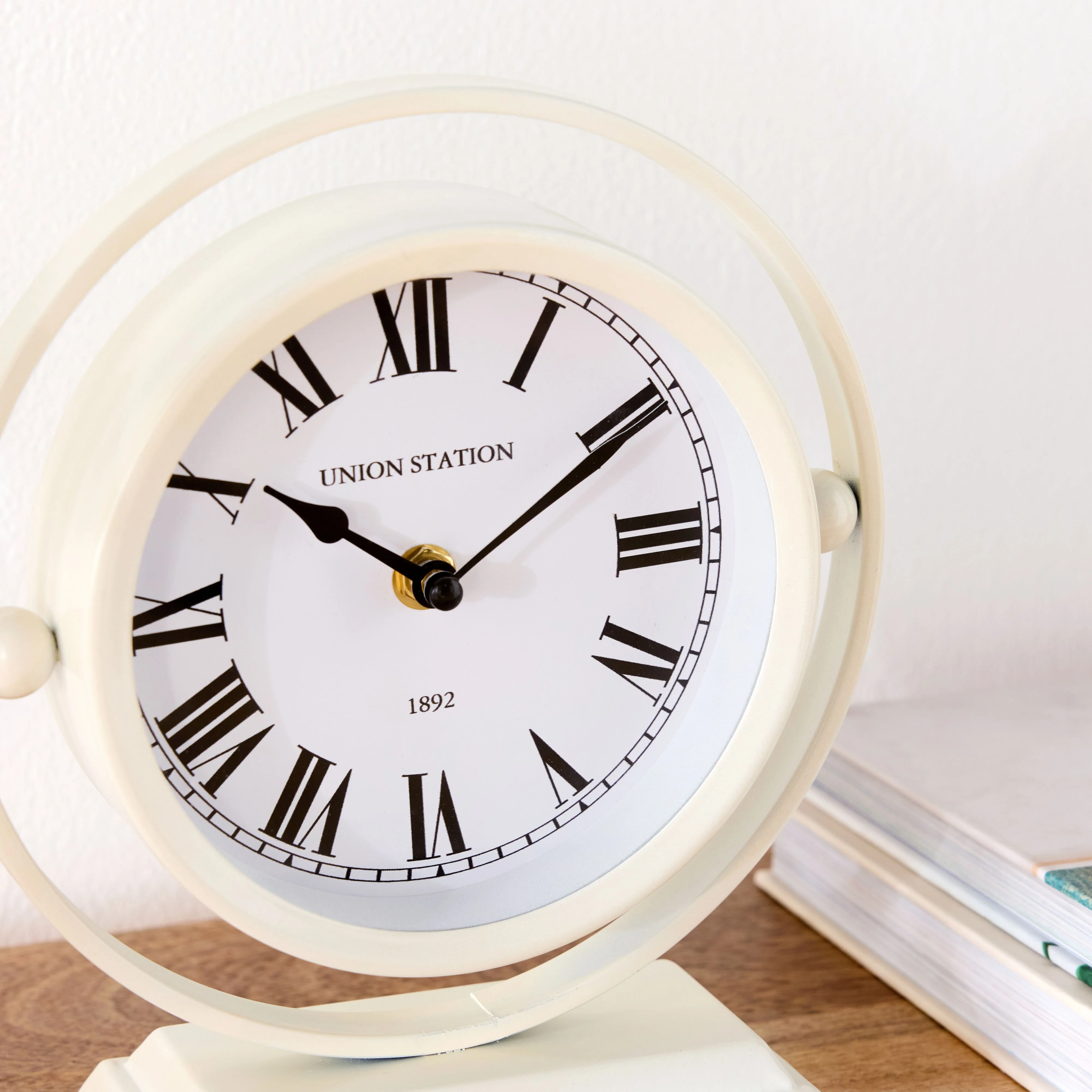 Iron Sphere Mantel Clock White - Image 4