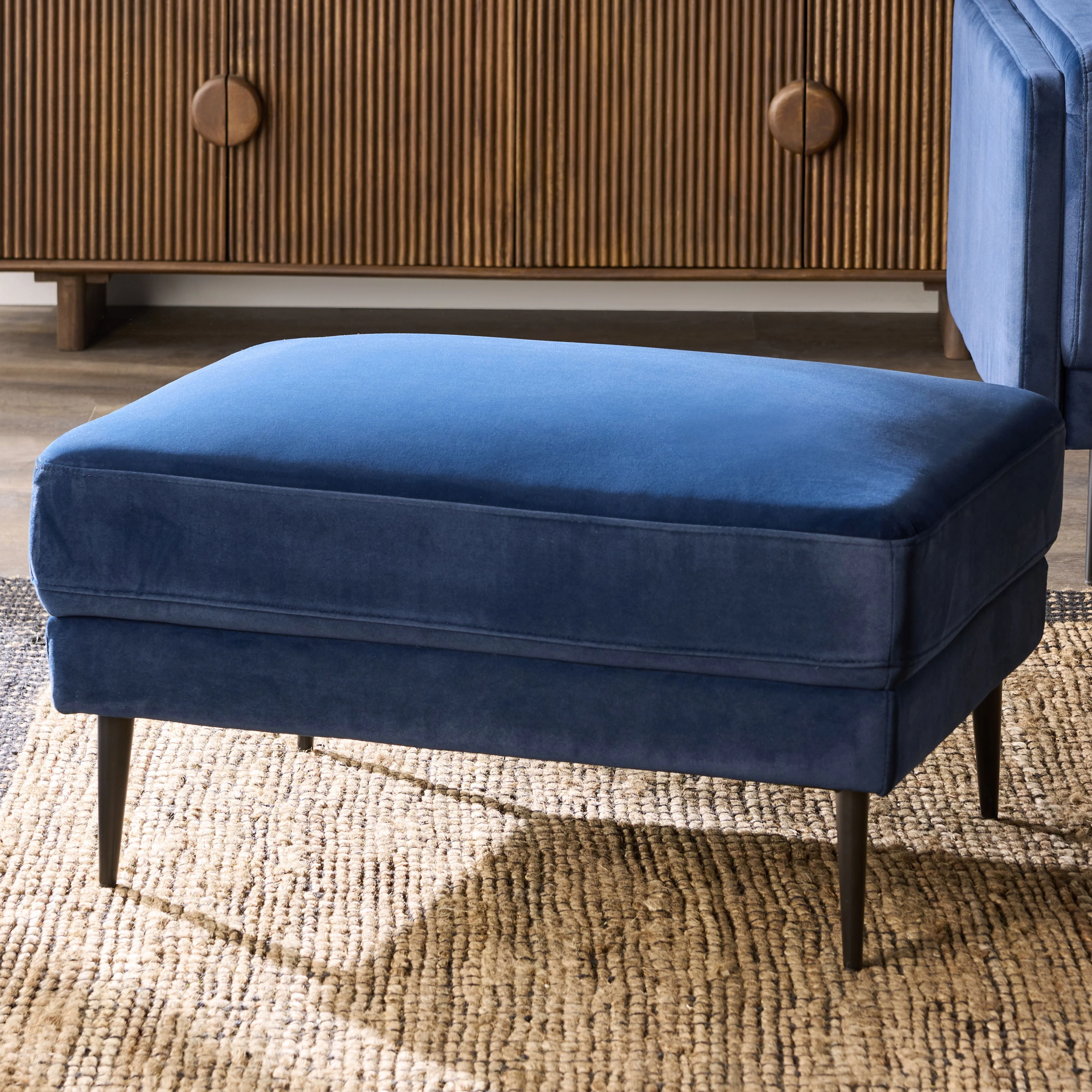 Irvine Ottoman Velvet Indigo - Image 6