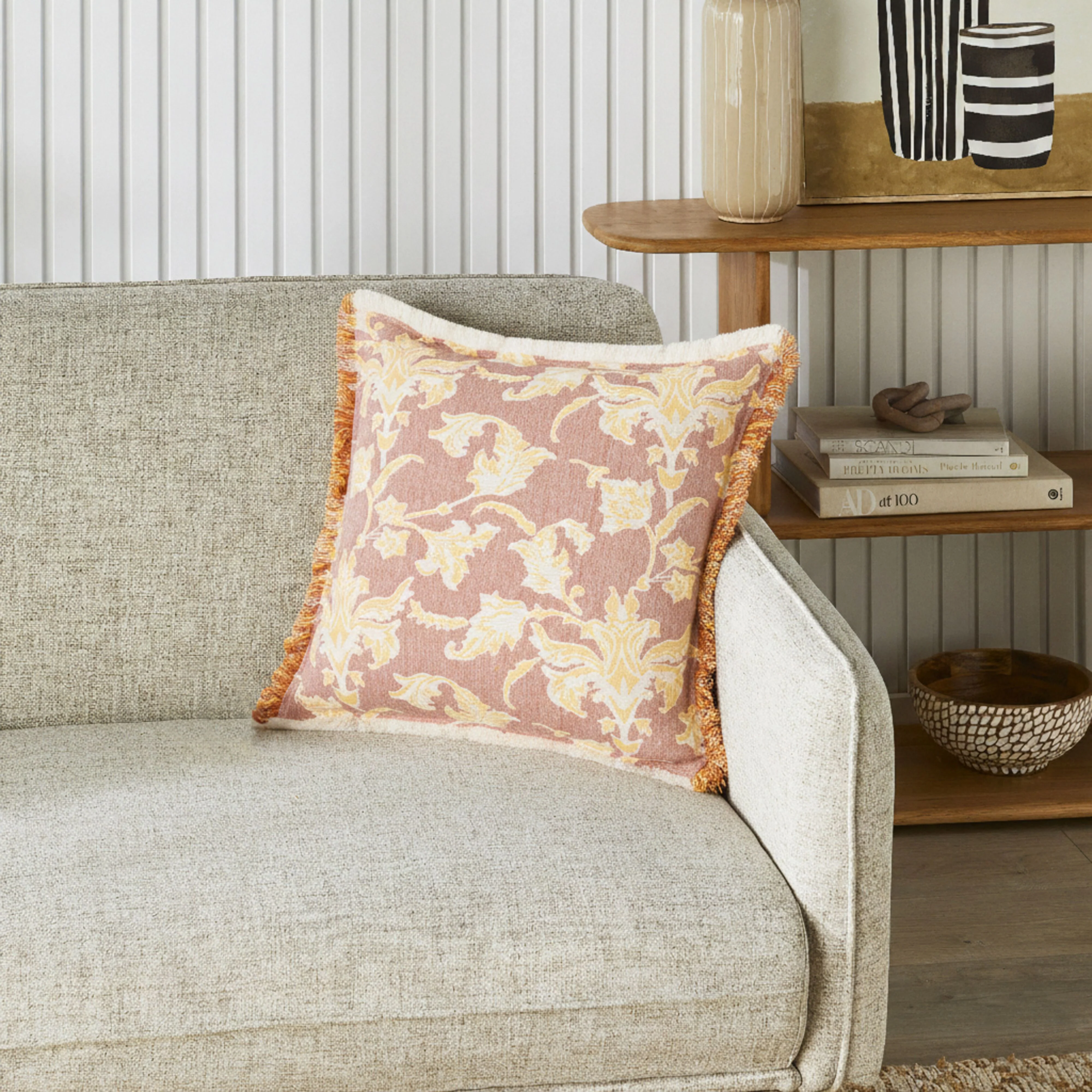Jacquard Garden Cotton Cushion 50x50cm Brocade - Image 4