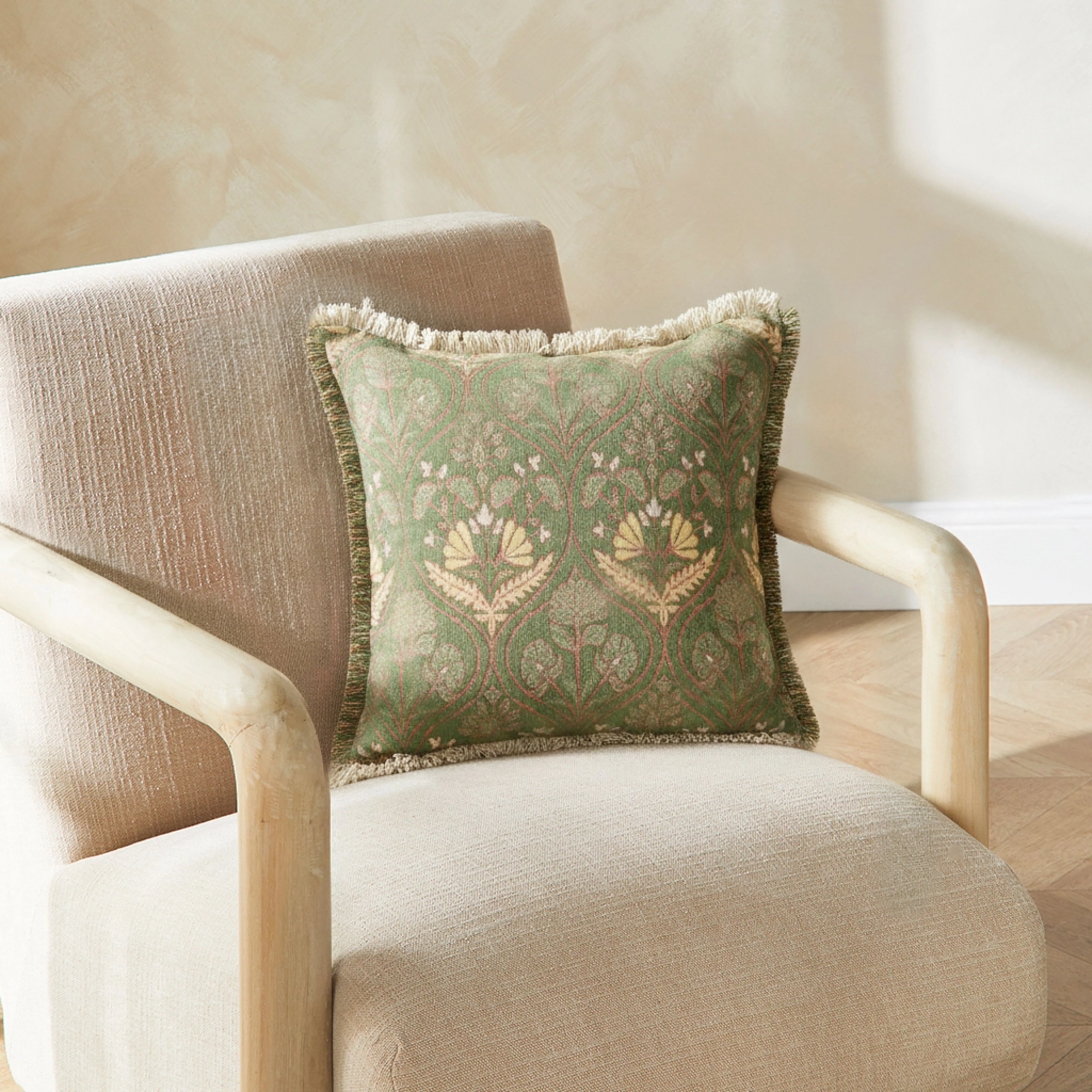 Jacquard Garden Cotton Cushion 50x50cm Damask - Image 4